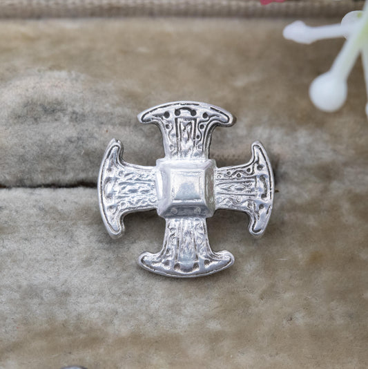 Vintage Sterling Silver Celtic Rounded Cross Brooch - Scottish Celtic Cross Jewellery | Unisex Gift