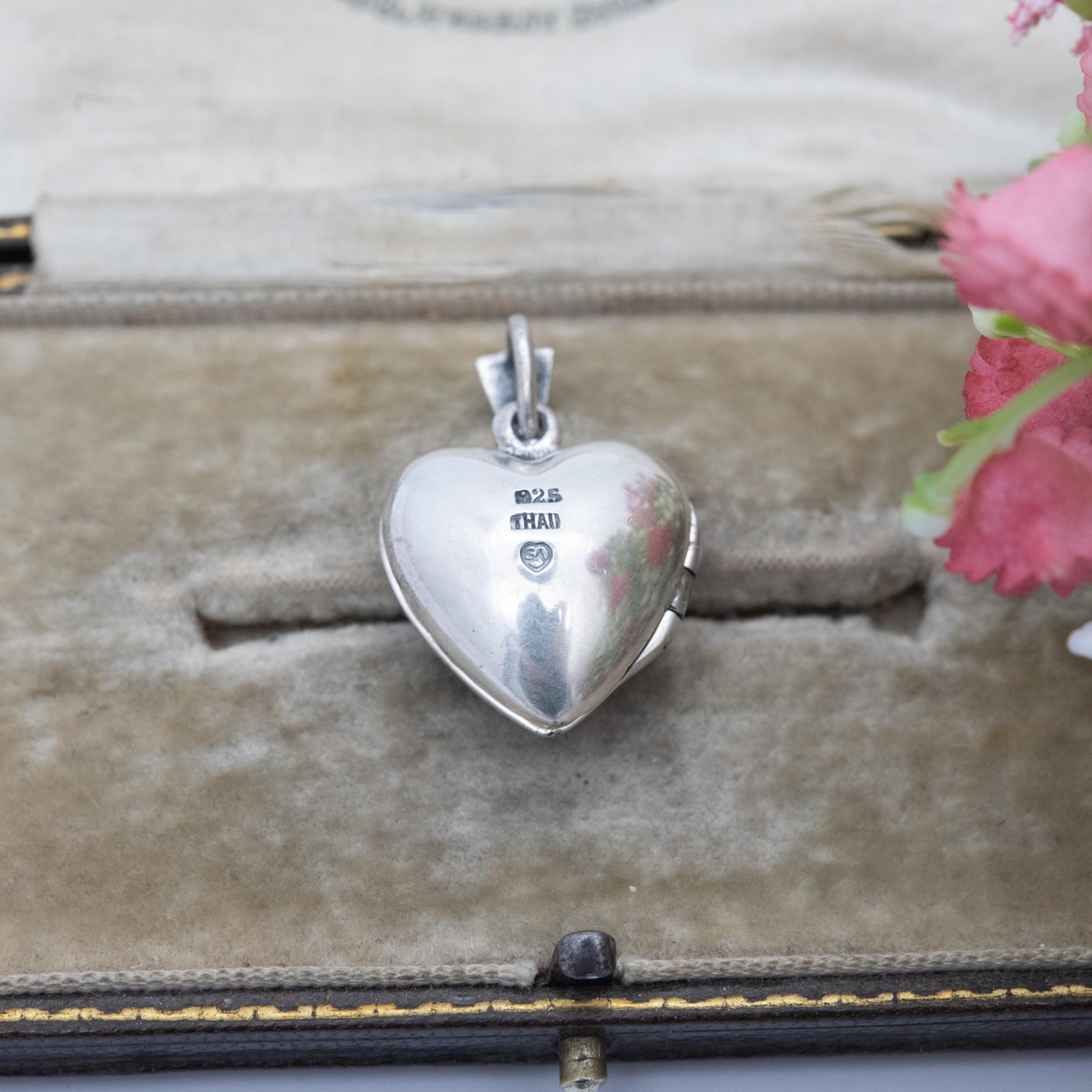 Sterling Silver Marcasite & Amethyst Heart Locket Pendant - Thai | Ornate | Love Heart | Pretty Gift for Her Necklace