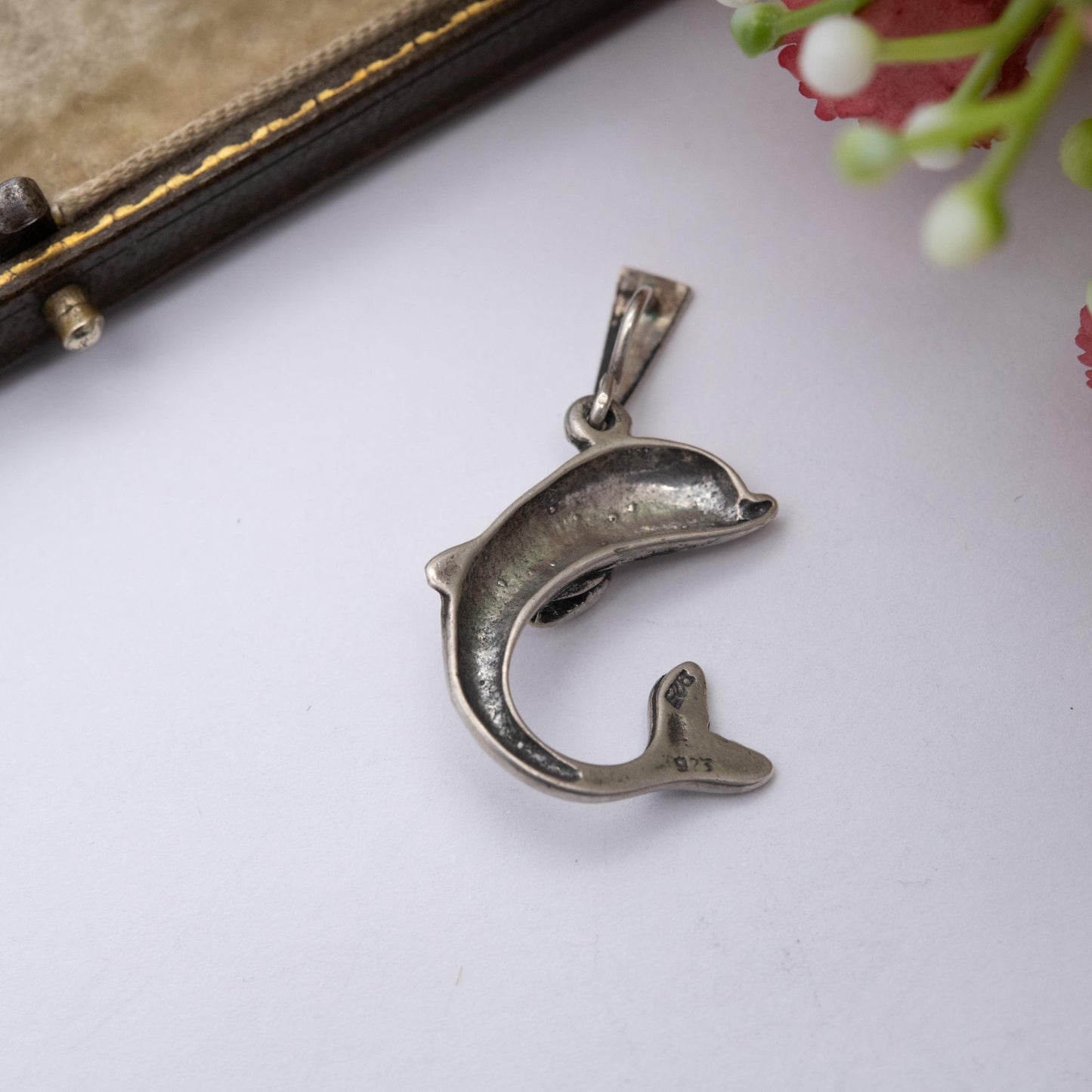 Vintage Sterling Silver Dolphin Pendant - Sea Creature | Gift for Animal Lover | Sweet Gift for Her