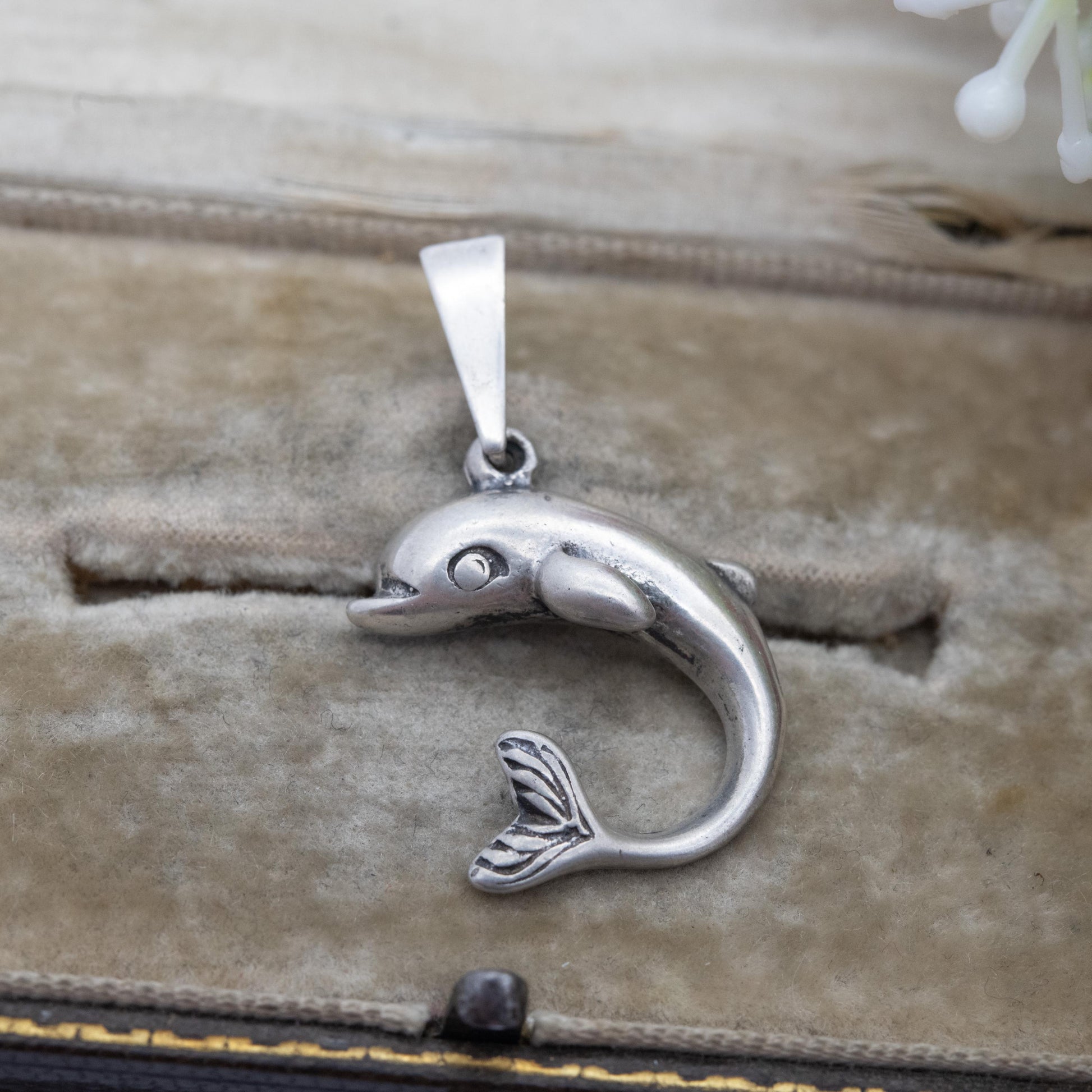 Vintage Sterling Silver Dolphin Pendant - Sea Creature | Gift for Animal Lover | Sweet Gift for Her