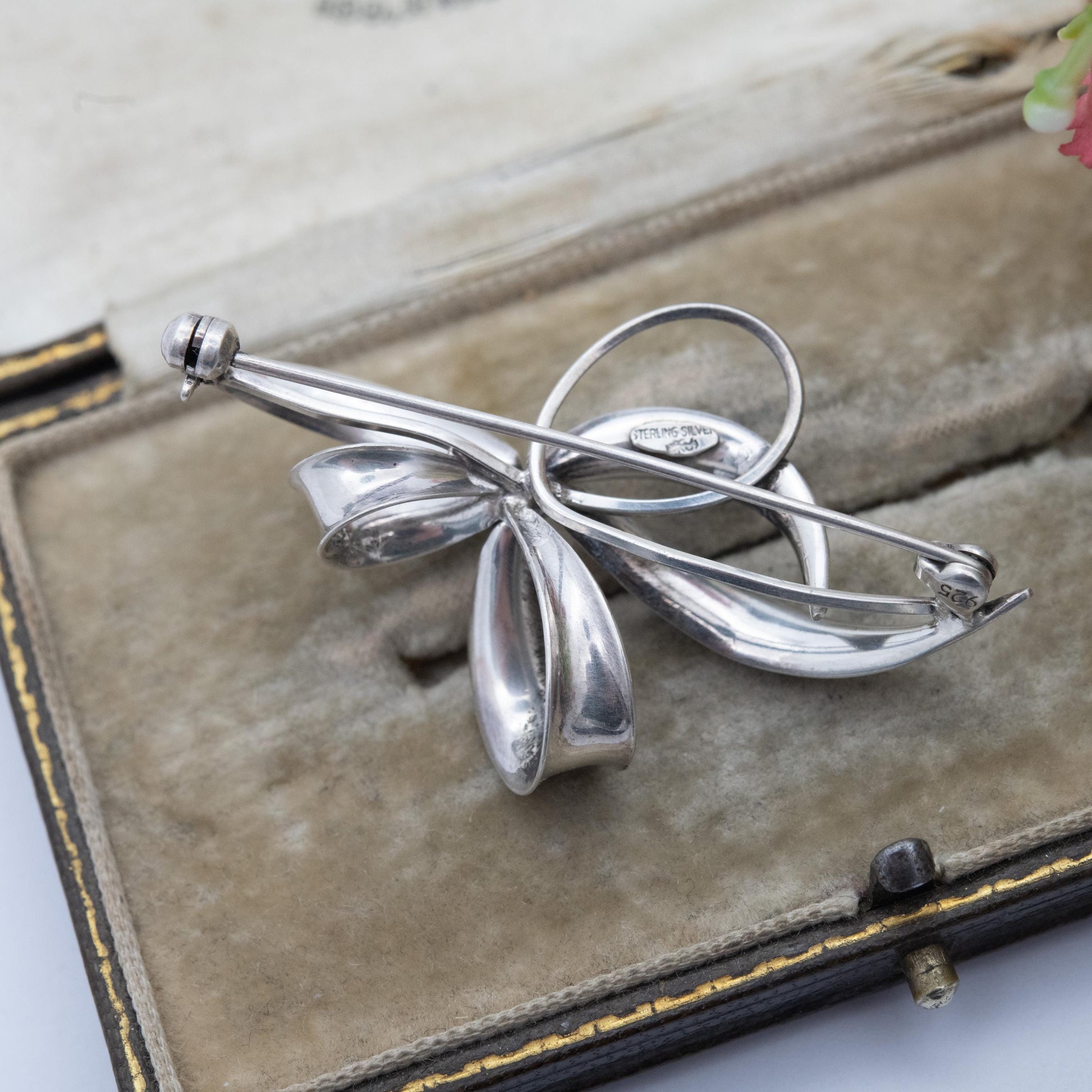 Vintage Kollmar and Jourdan Sterling Silver Flower Brooch - Mid-Century Designer Jewellery | Modernist Lily