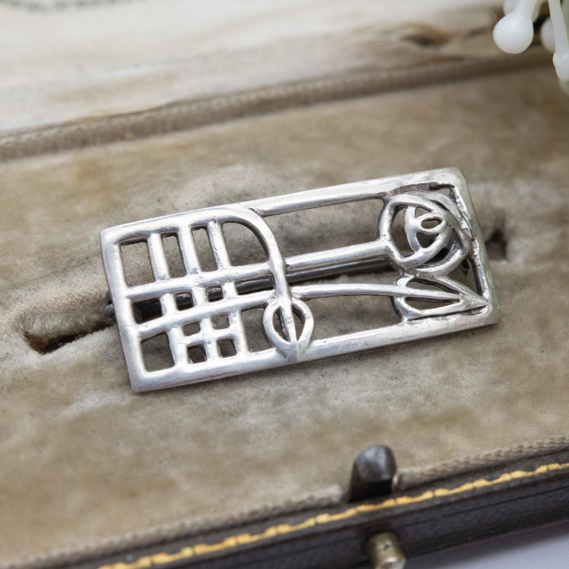 Vintage Scottish Sterling Silver Glasgow Rose Brooch - Mackintosh Style | Celtic Rose Design