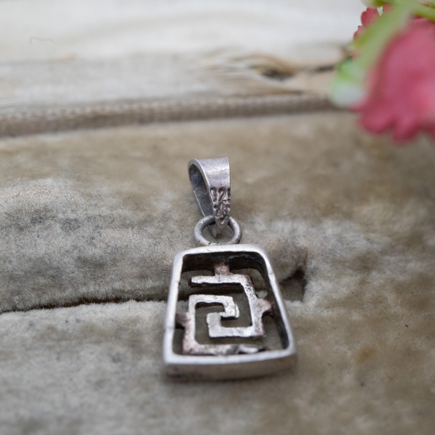 Vintage Mexican Sterling Silver Maze Pendant - Mexico Souvenir Gift