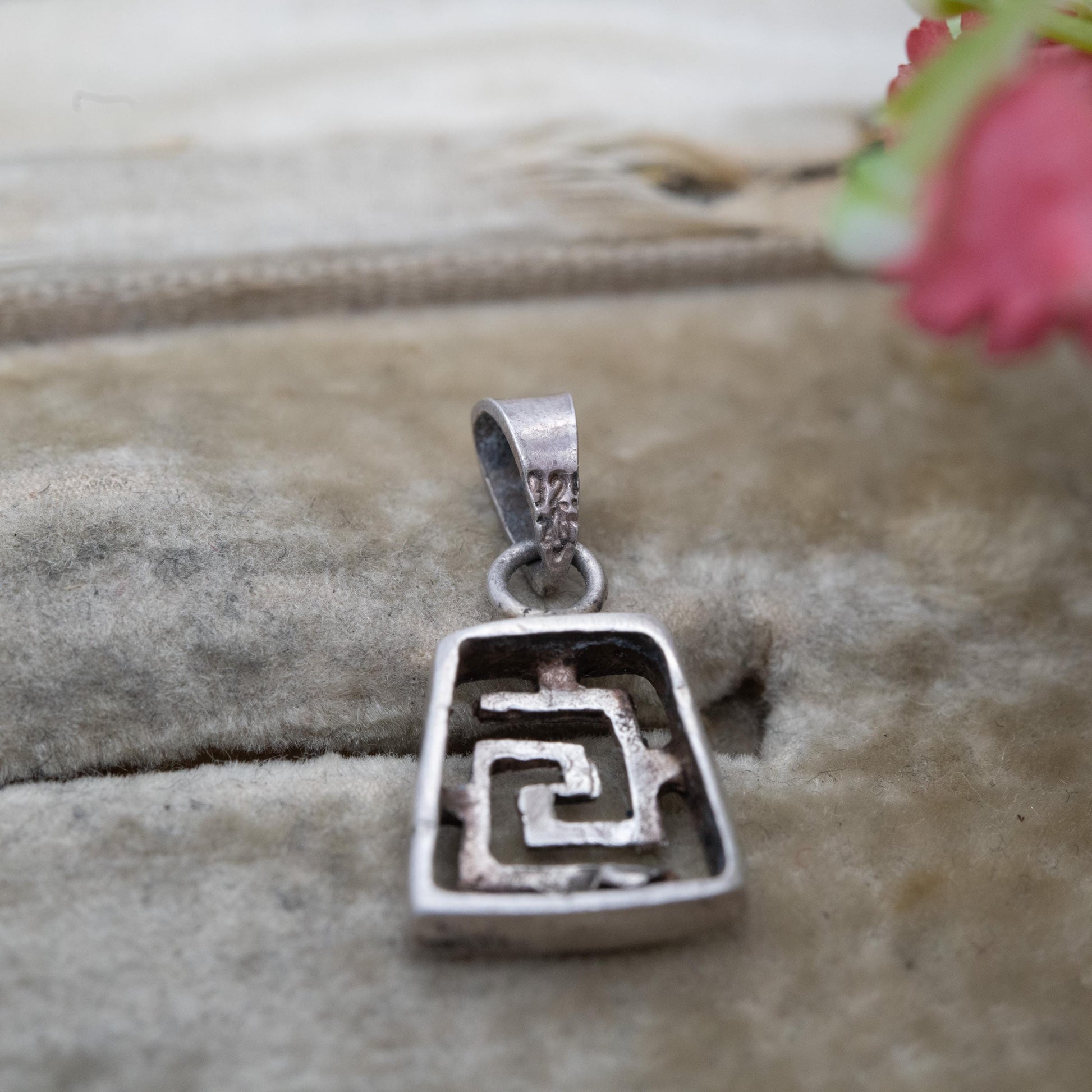 Vintage Mexican Sterling Silver Maze Pendant - Mexico Souvenir Gift
