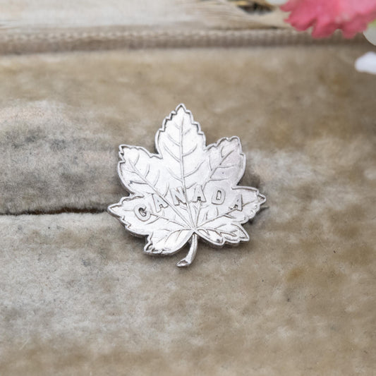Antique Sterling Silver Canada Maple Leaf Brooch - Chester Silver Hallmarks | Silver Canadian Souvenir