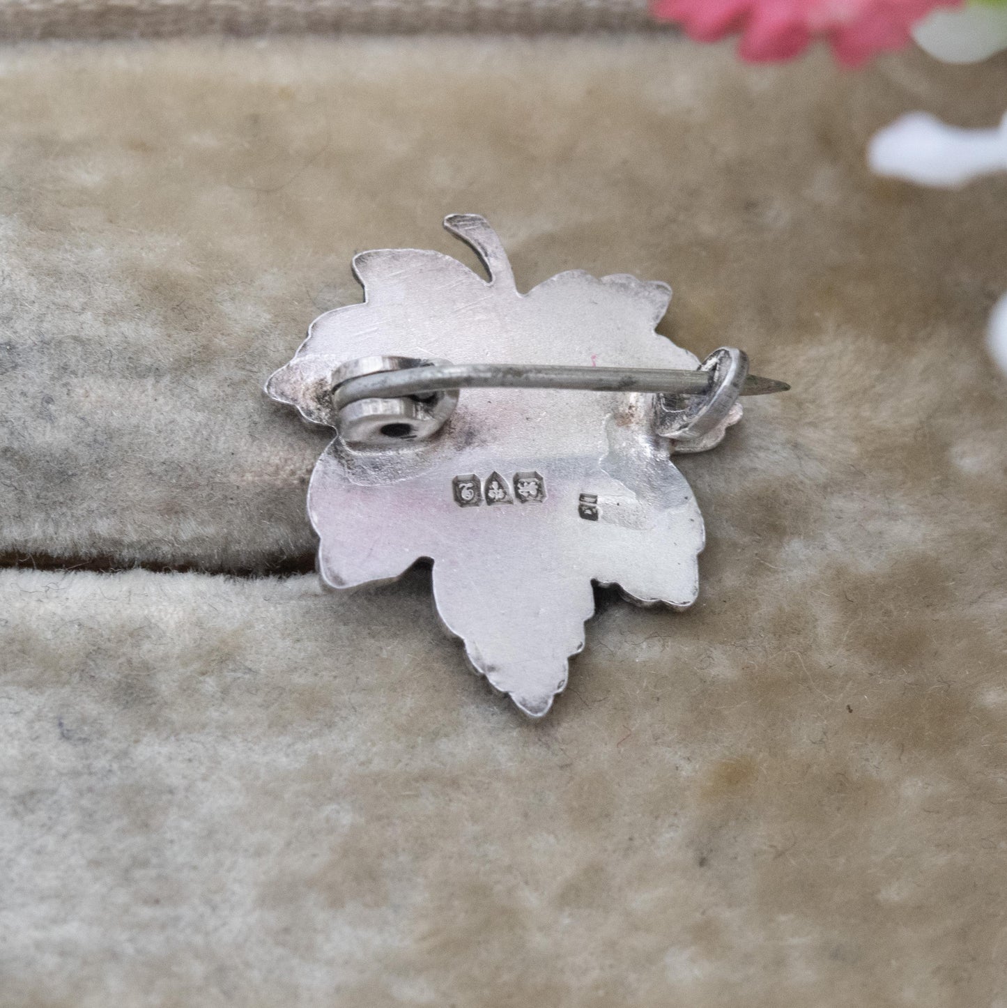 Antique Sterling Silver Canada Maple Leaf Brooch - Chester Silver Hallmarks | Silver Canadian Souvenir