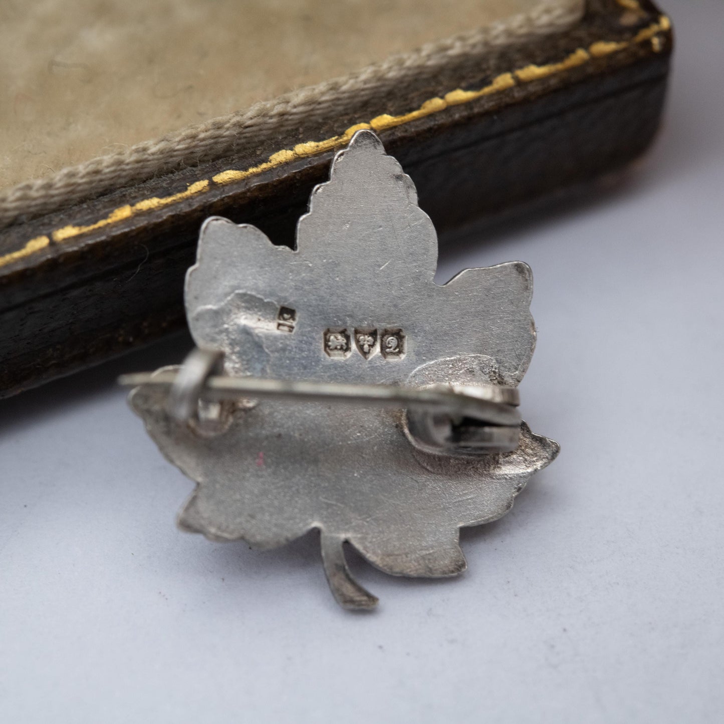 Antique Sterling Silver Canada Maple Leaf Brooch - Chester Silver Hallmarks | Silver Canadian Souvenir