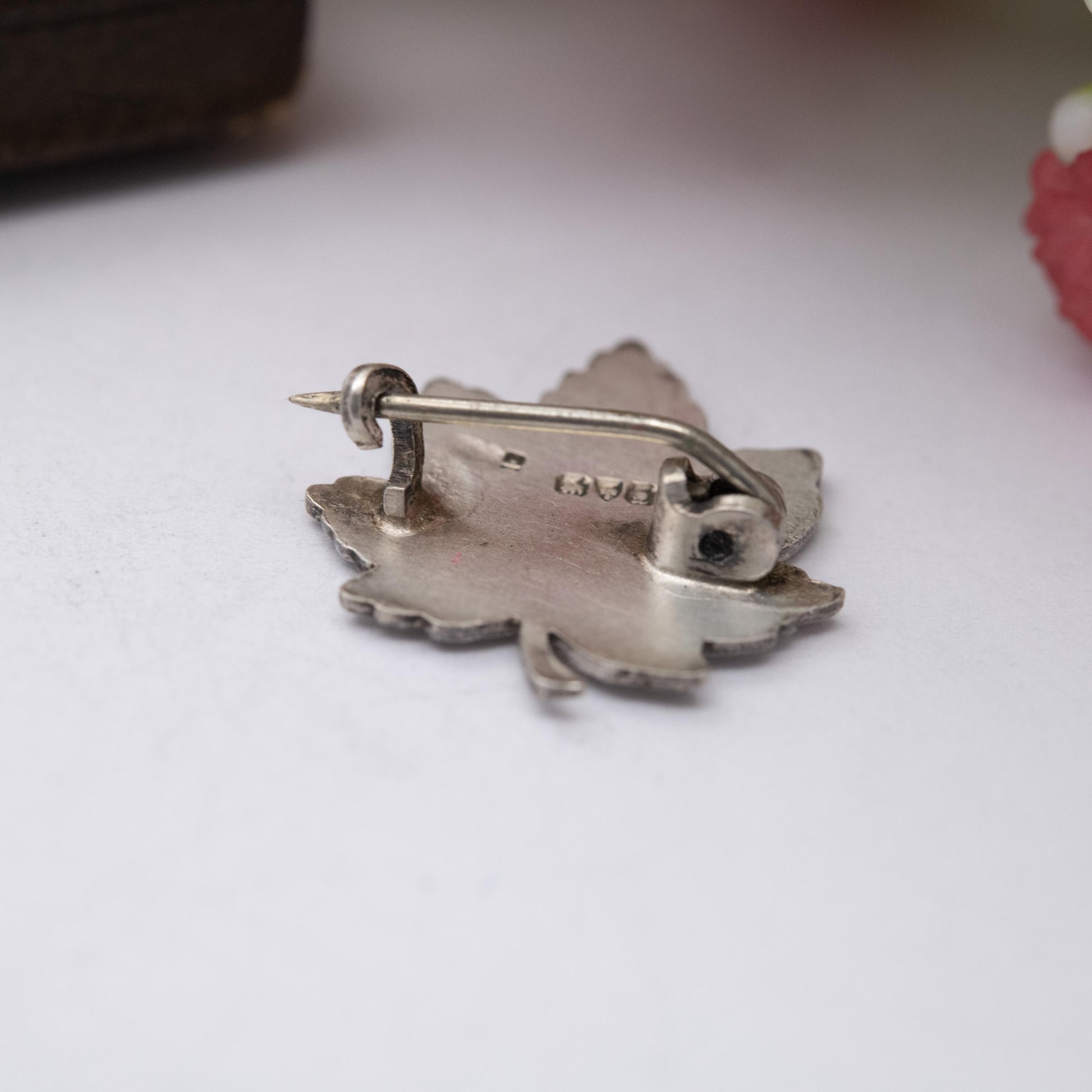 Antique Sterling Silver Canada Maple Leaf Brooch - Chester Silver Hallmarks | Silver Canadian Souvenir