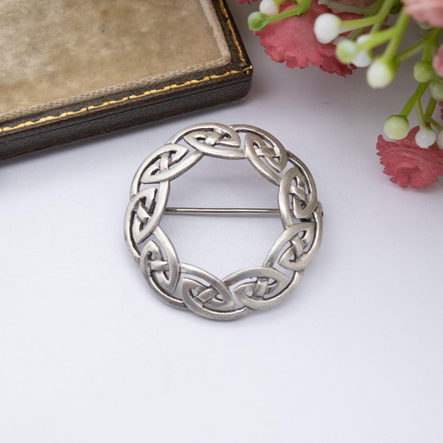 Vintage Sterling Silver Celtic Knot Brooch by Sea Gems - Solid Silver Infinity Loop | Knotted Circle | Unisex Gift