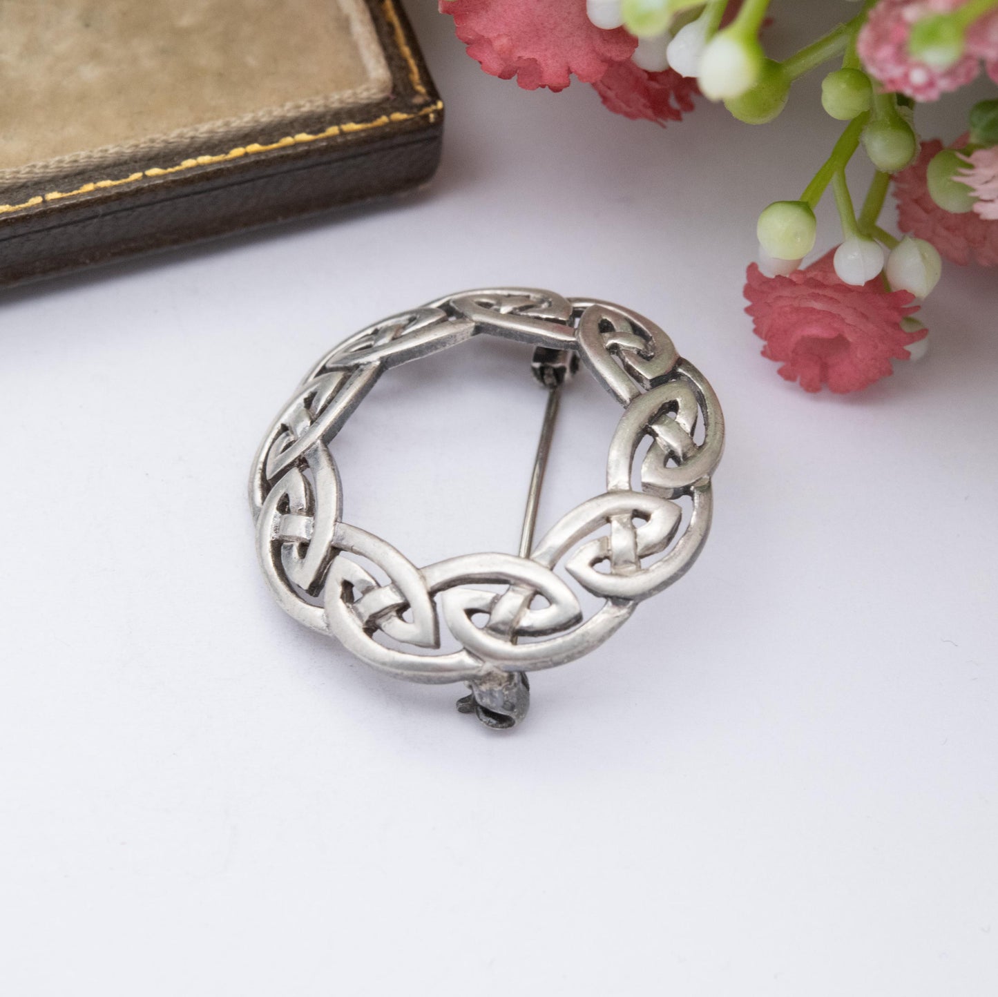 Vintage Sterling Silver Celtic Knot Brooch by Sea Gems - Solid Silver Infinity Loop | Knotted Circle | Unisex Gift