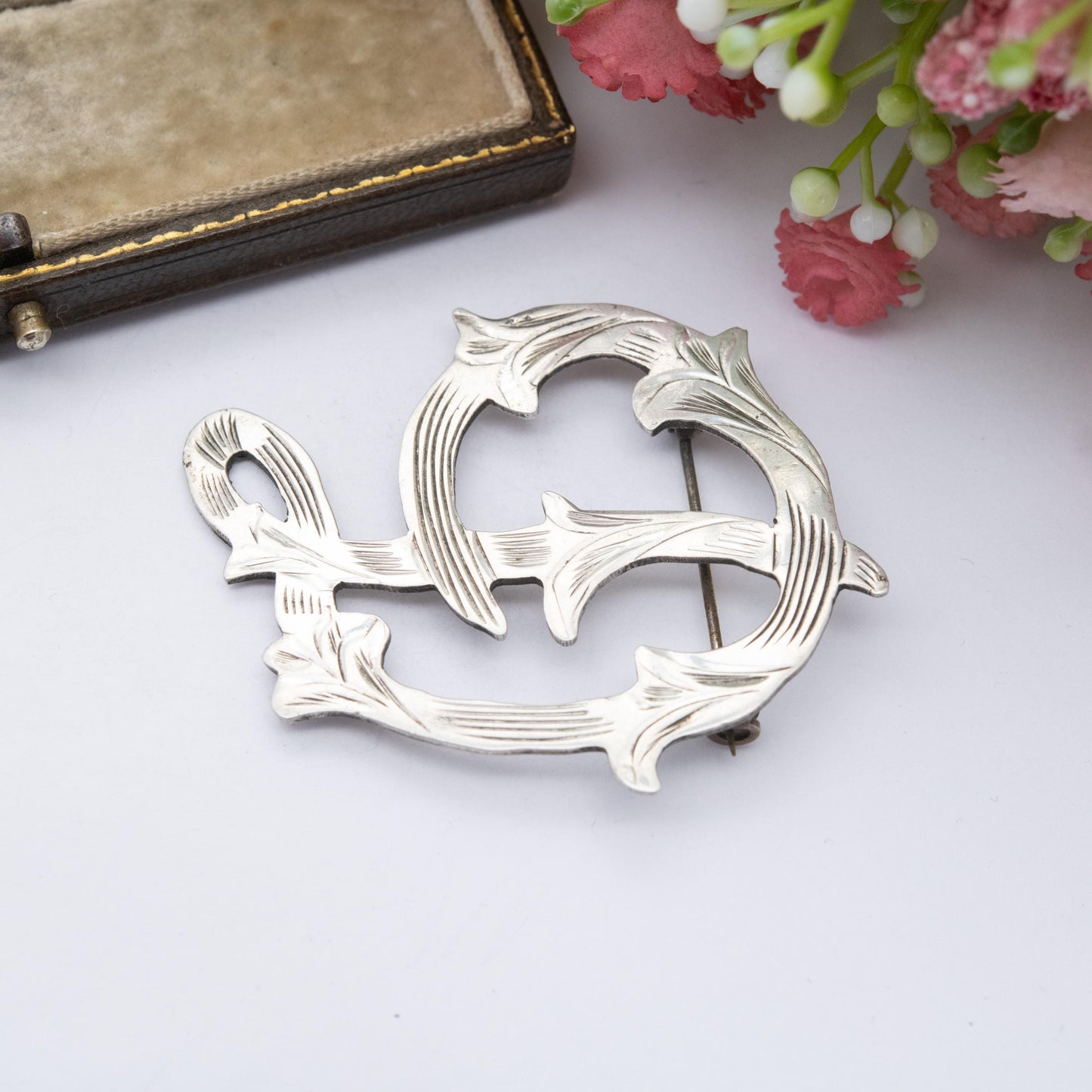 Vintage Mexican Sterling Silver D Initial Brooch - Ornate D Pin | Unisex Gift