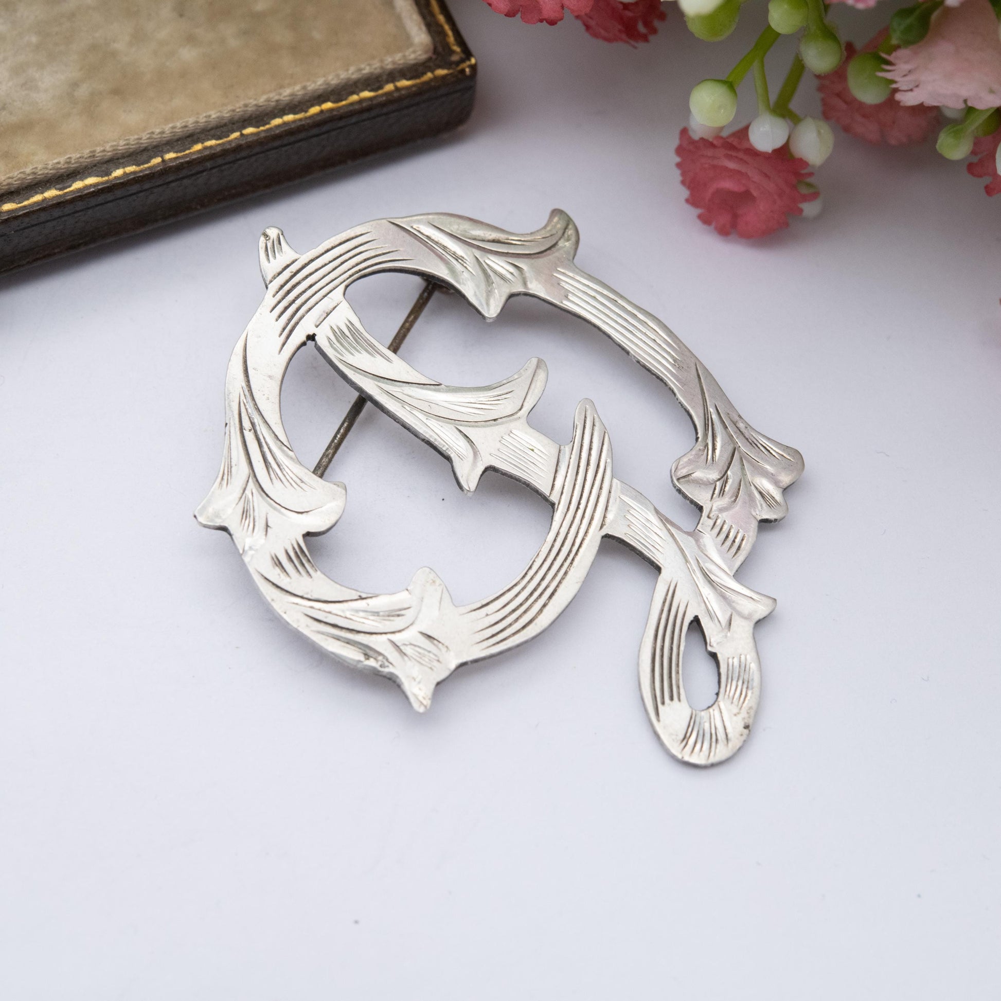 Vintage Mexican Sterling Silver D Initial Brooch - Ornate D Pin | Unisex Gift