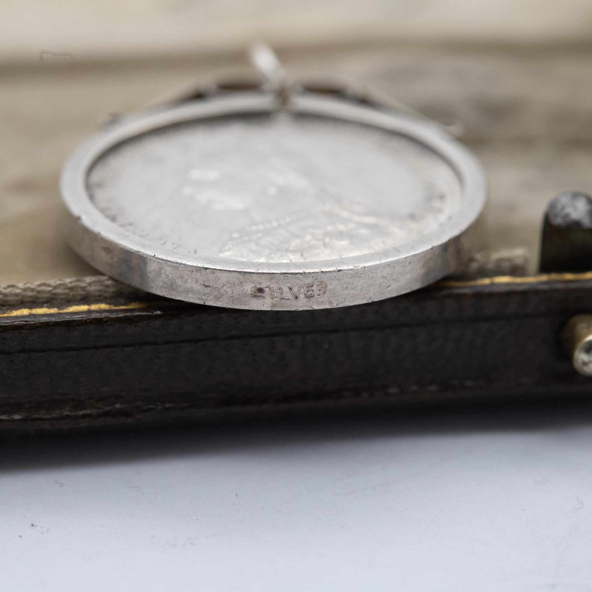 Antique 1887 Victoria Shilling Coin Charm Pendant - Openwork Scrolling Mount | Jubilee Head | Collectable Pendant