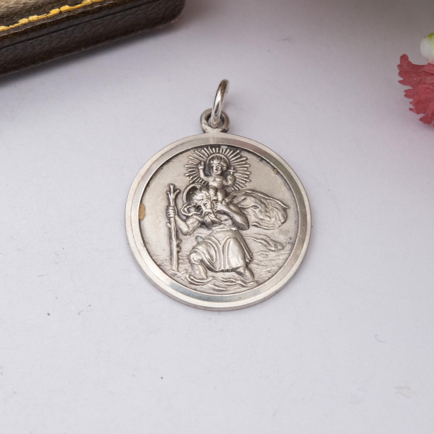 Vintage Georg Jensen Sterling Silver St. Christopher Pendant - Embossed Relief | Saint of Travelling