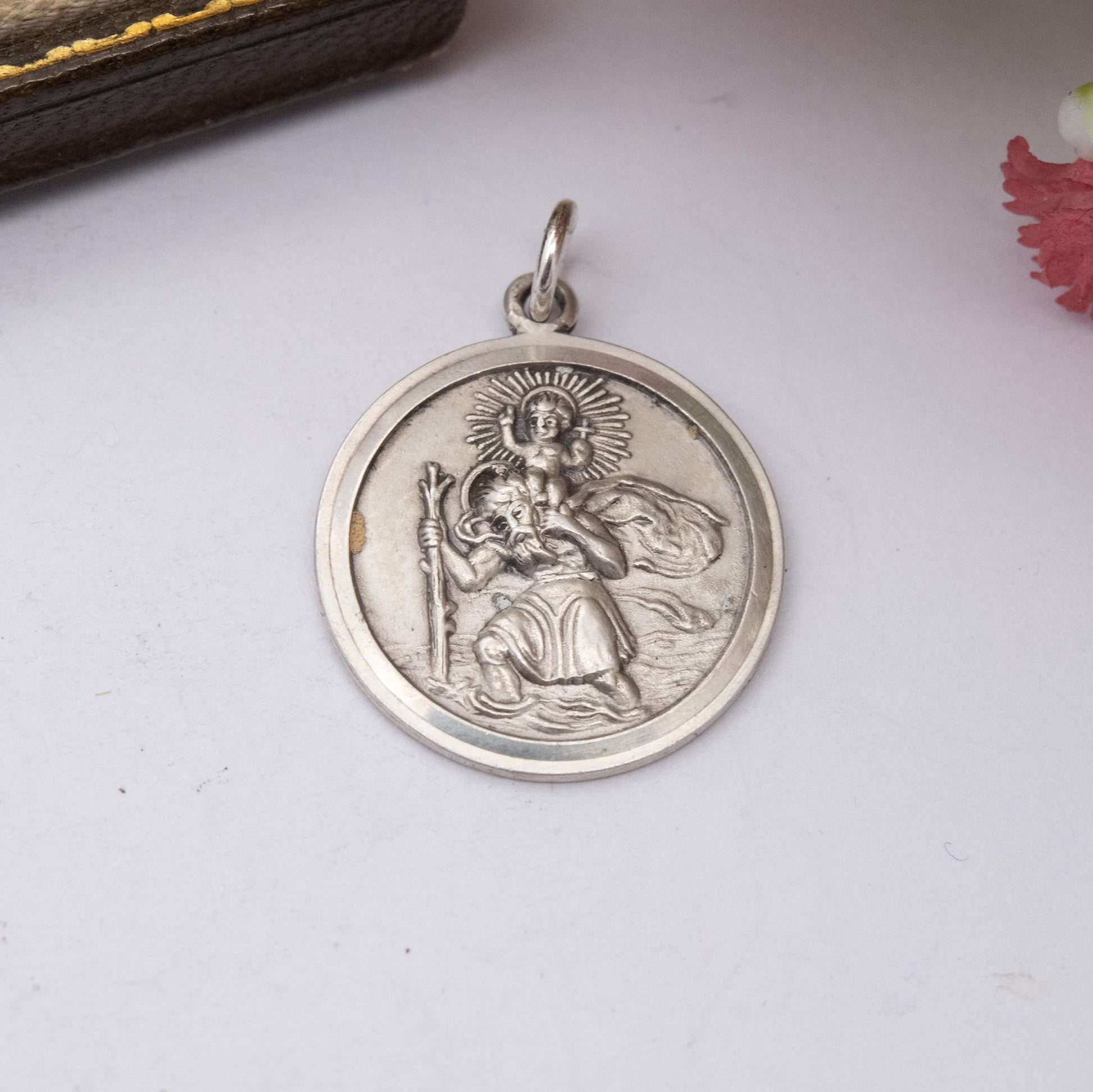 Vintage Georg Jensen Sterling Silver St. Christopher Pendant - Embossed Relief | Saint of Travelling