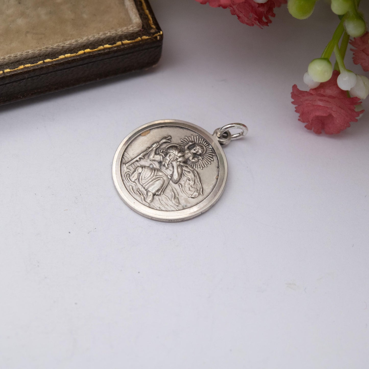 Vintage Georg Jensen Sterling Silver St. Christopher Pendant - Embossed Relief | Saint of Travelling