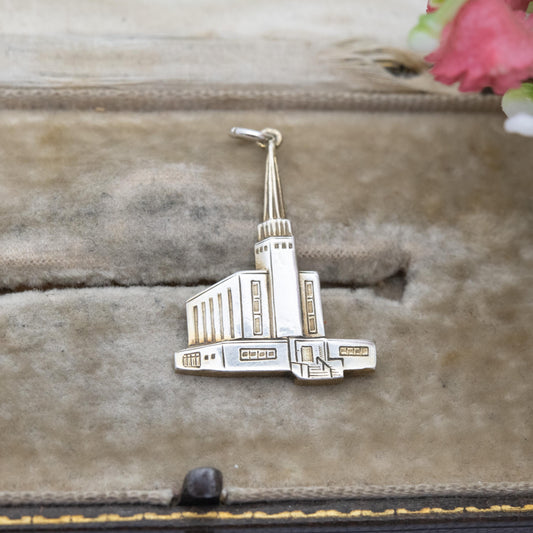 Vintage Gold Plated Sterling Silver London England Temple Charm Pendant - Church of the Latter-Day Saints | Souvenir Gift for Charm Bracelet