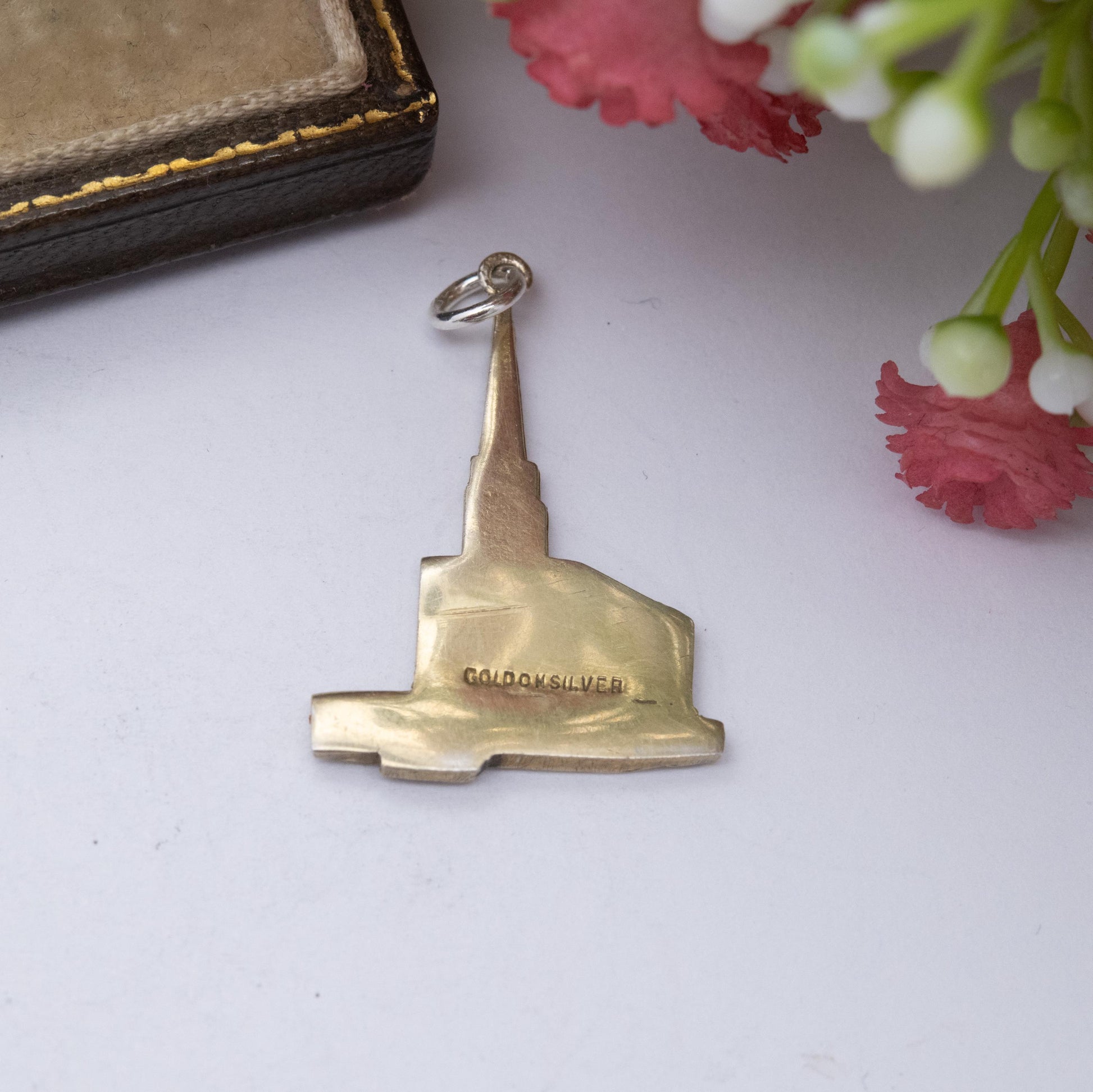 Vintage Gold Plated Sterling Silver London England Temple Charm Pendant - Church of the Latter-Day Saints | Souvenir Gift for Charm Bracelet