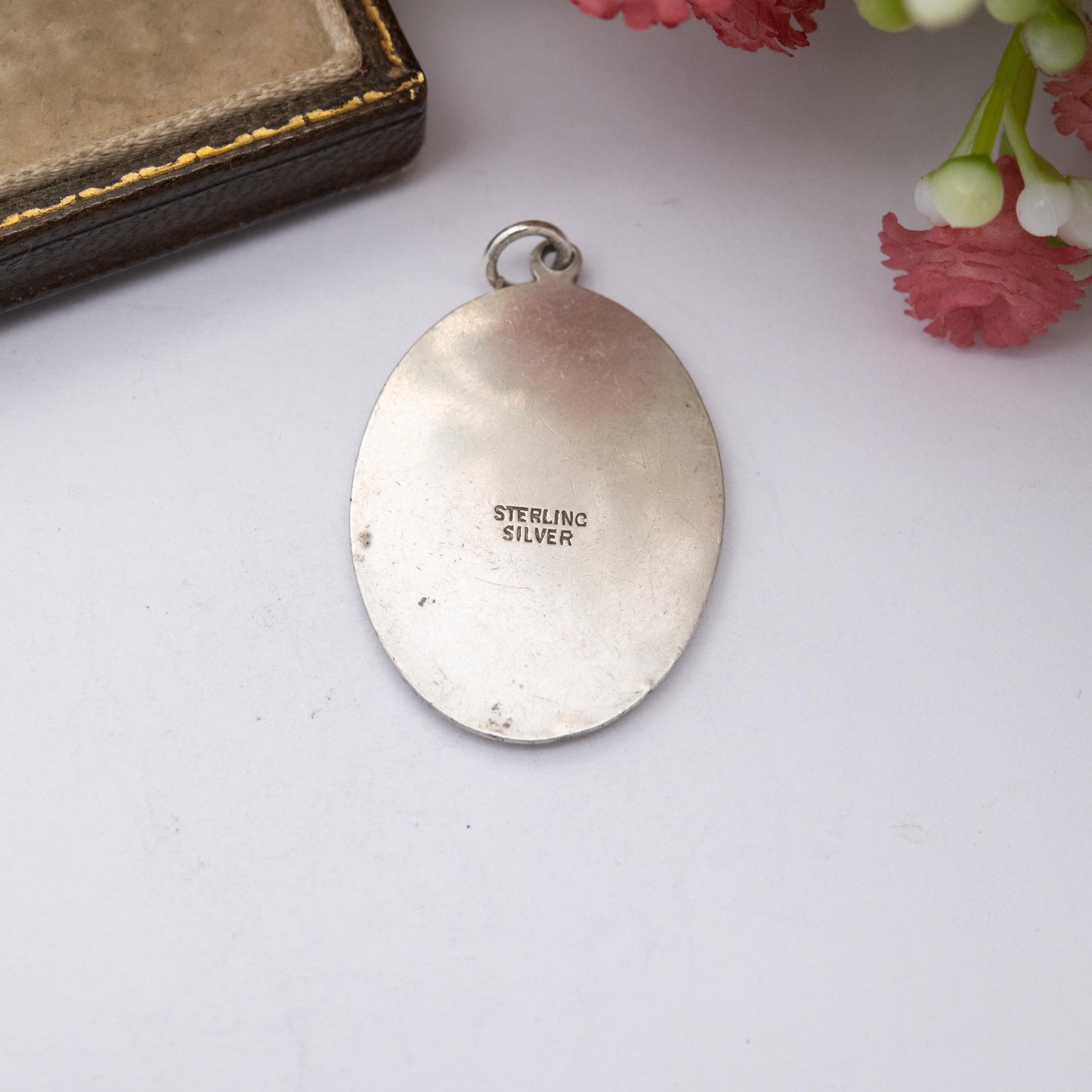 Vintage Sterling Silver St. Christopher Pendant - Oval Shape Patron Saint of Travelling