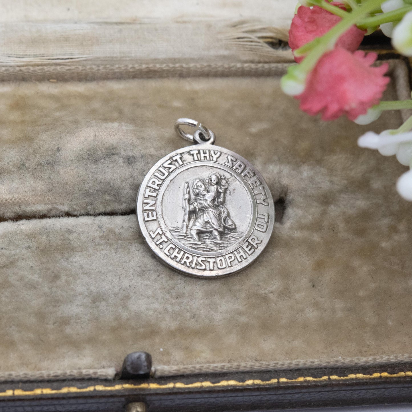 Vintage Georg Jensen Sterling Silver St. Christopher Pendant - Embossed Relief | Entrust Thy Safety to St. Christopher | Saint of Travelling