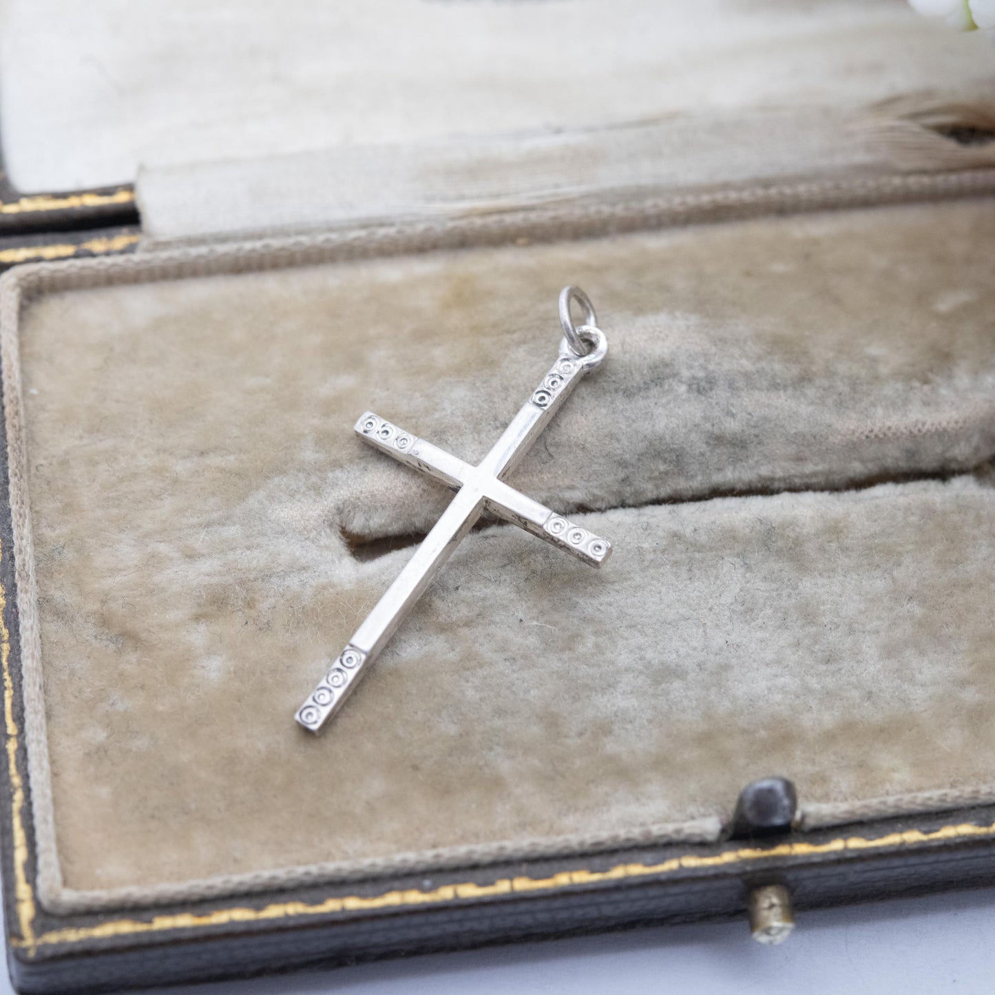 Vintage Sterling Silver Cross Pendant - Small Swirl Pattern Design | Gift for Christian