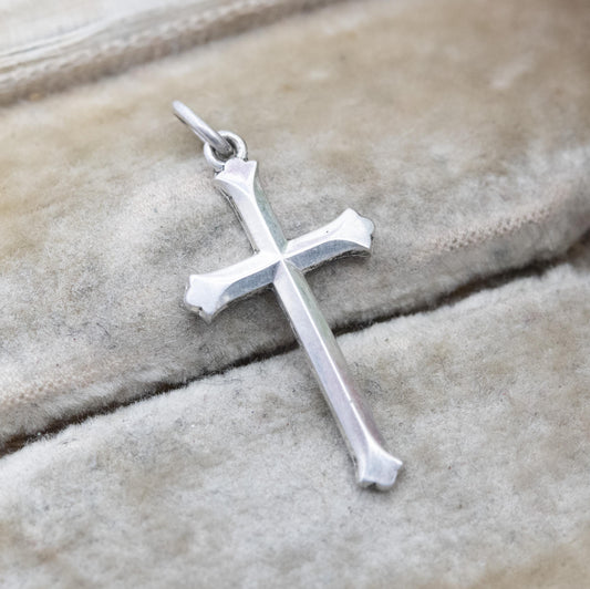 Vintage Rodi & Wienenberger Sterling Silver 3D Cross pendant Charm - Simple Solid Silver Design | Gift for Baptism Christening