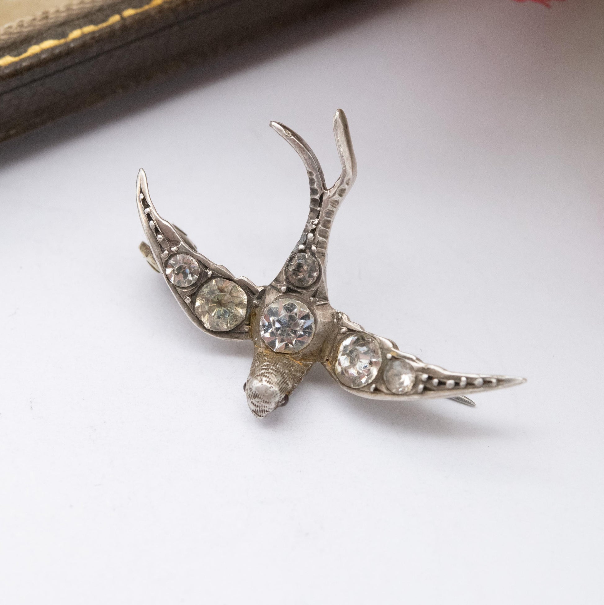 Antique Victorian Silver and Paste Swallow Brooch For RESTORATION