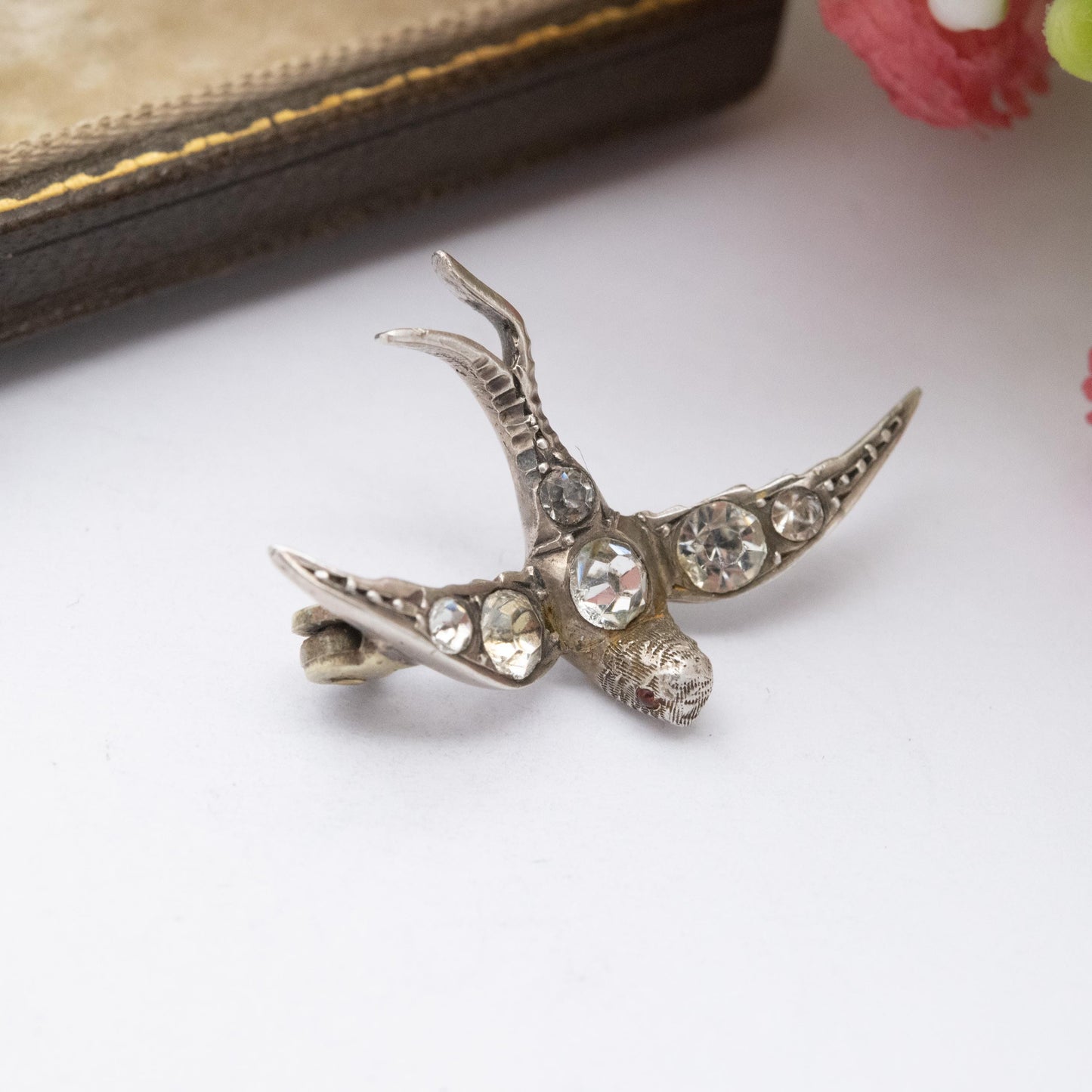 Antique Victorian Silver and Paste Swallow Brooch For RESTORATION