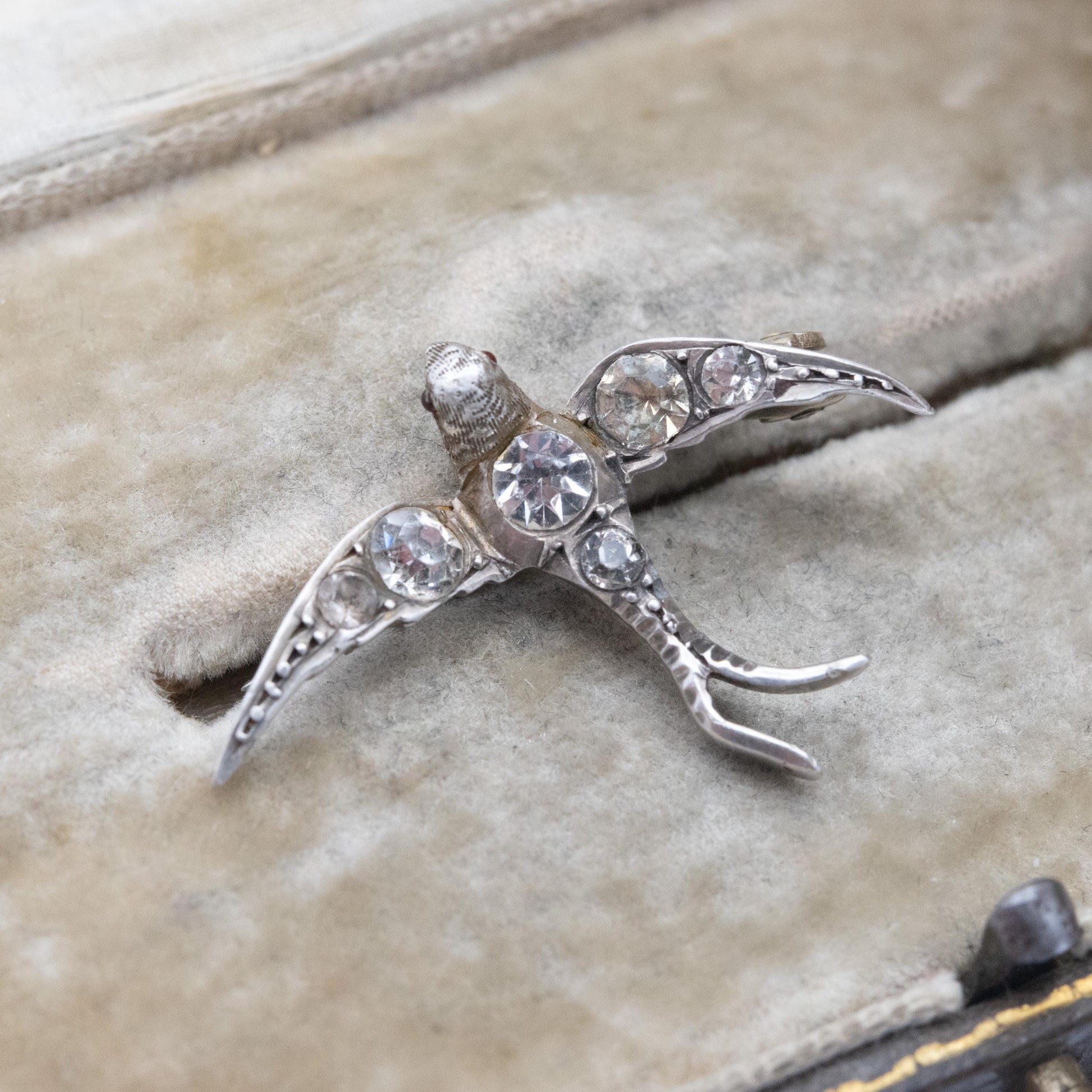 Antique Victorian Silver and Paste Swallow Brooch For RESTORATION