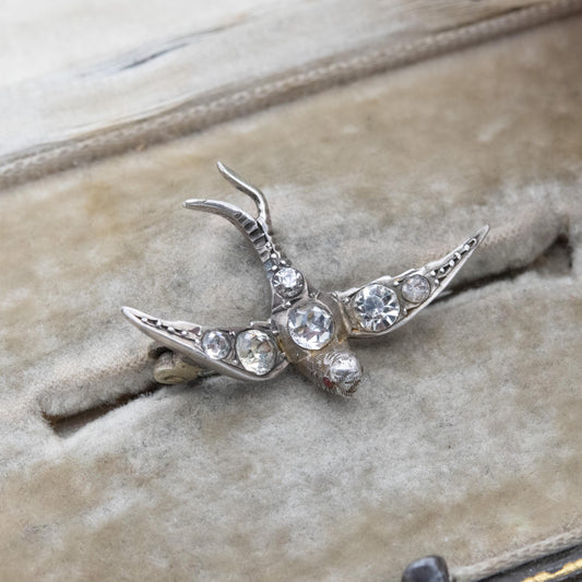 Antique Victorian Silver and Paste Swallow Brooch For RESTORATION