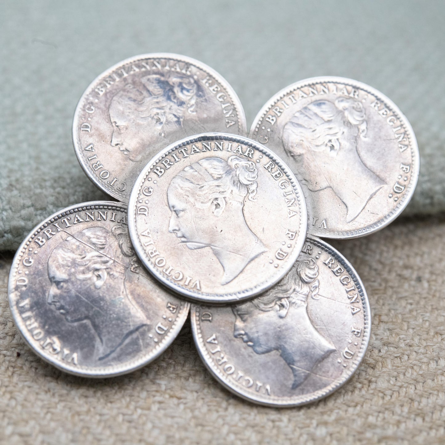 Antique Sterling Silver Victorian Threepence Coin Brooch - 1886 Victoria Young Head Matching Coins | Numismatic Jewellery