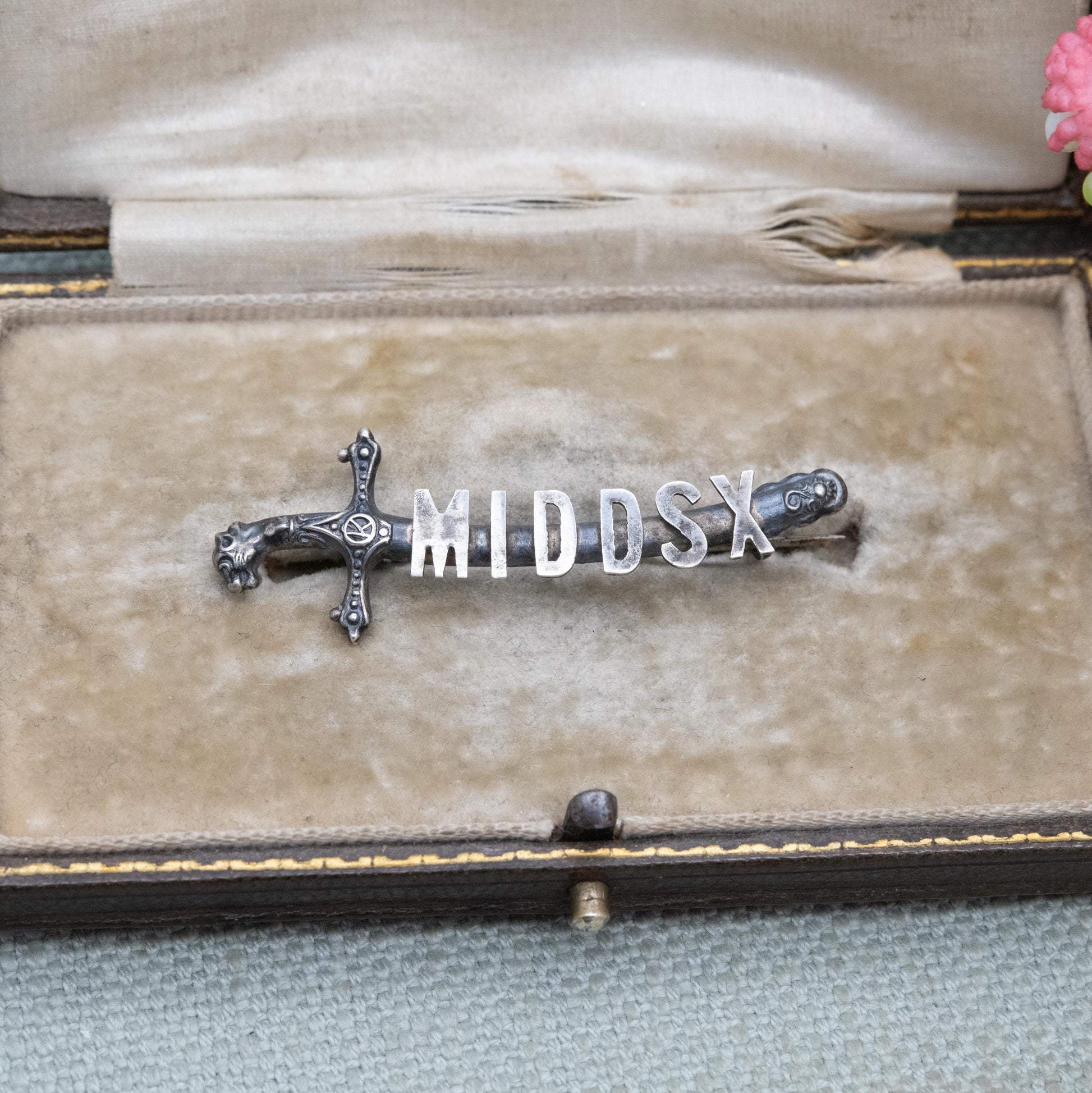 Antique Sterling Silver Middlesex Regiment Sweetheart Brooch by Adie & Lovekin Ltd 1915 - British Army Collectable Military Memorabilia