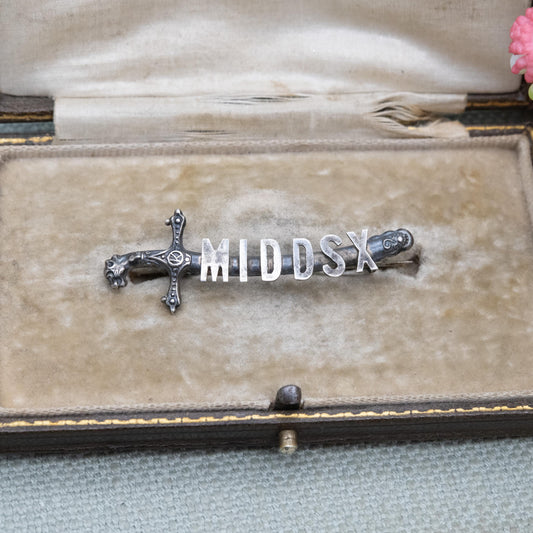 Antique Sterling Silver Middlesex Regiment Sweetheart Brooch by Adie & Lovekin Ltd 1915 - British Army Collectable Military Memorabilia