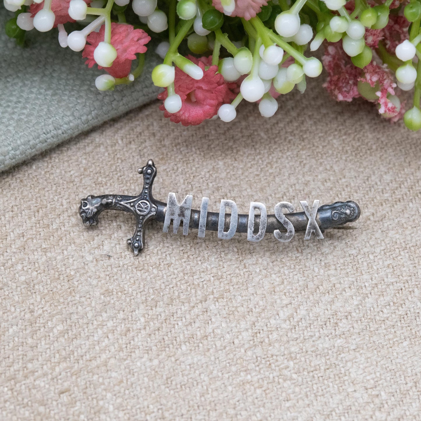 Antique Sterling Silver Middlesex Regiment Sweetheart Brooch by Adie & Lovekin Ltd 1915 - British Army Collectable Military Memorabilia