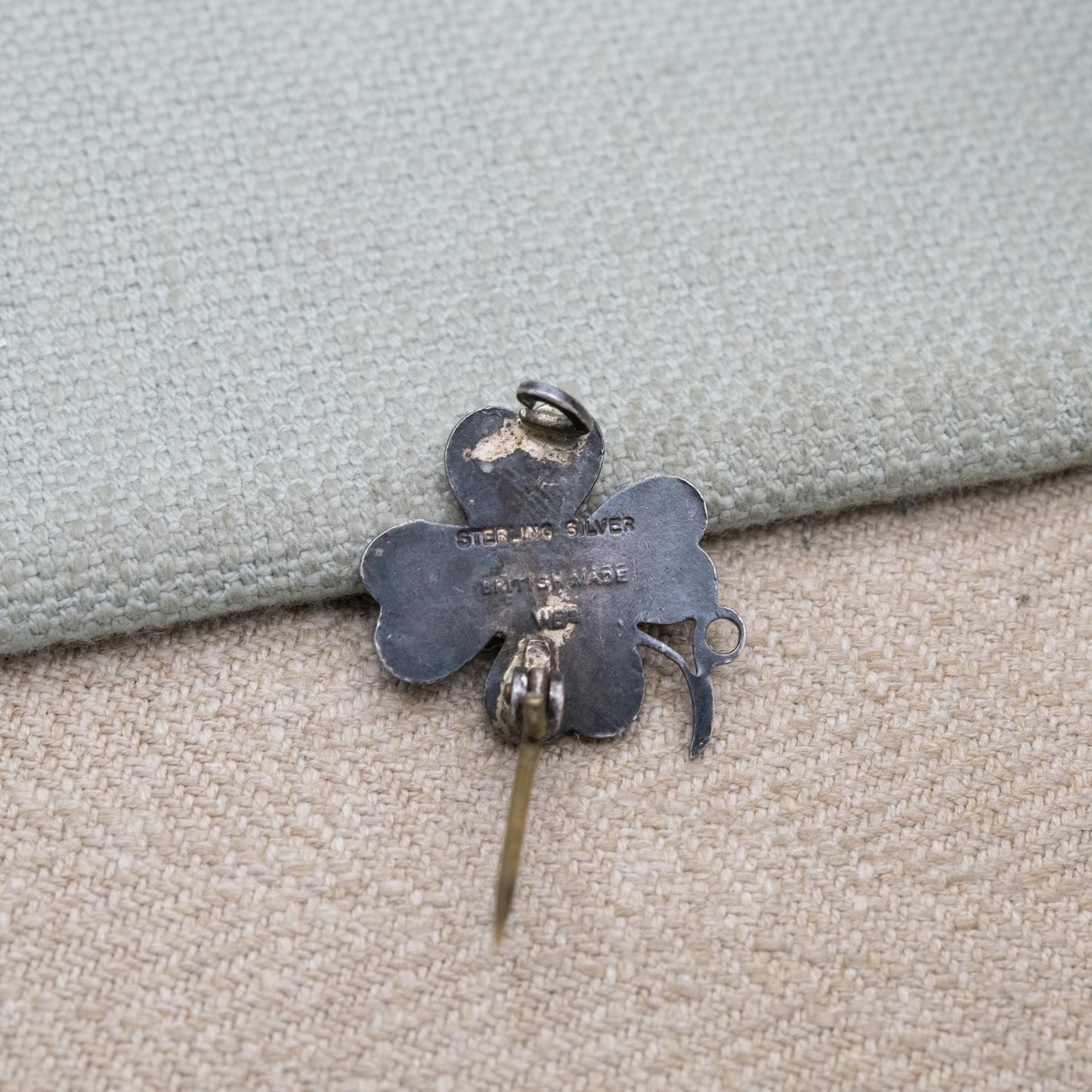 Antique Ward Brothers Sterling Silver Green Enamel Four Leaf Clover Brooch - Celtic Lucky Clover | Irish Floral Jewellery Gift