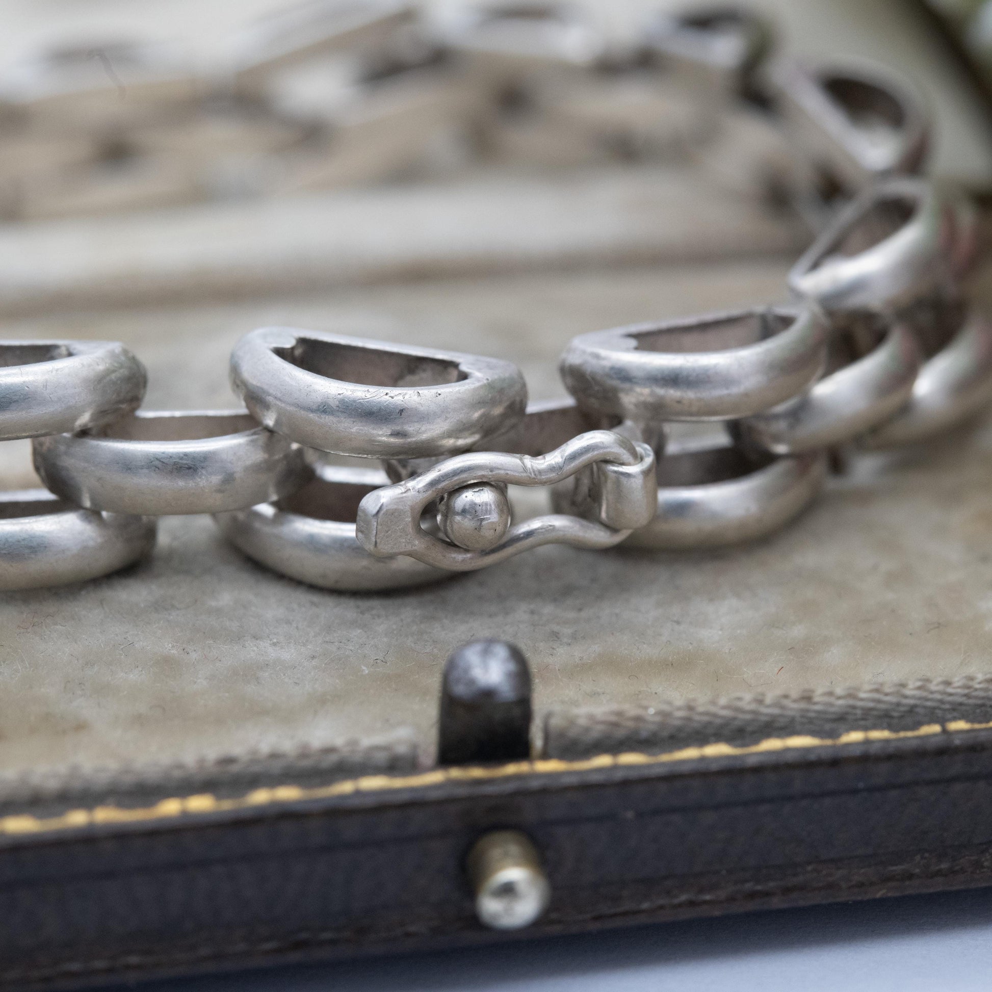 Vintage Egyptian Silver Panther Link Bracelet - Chunky Unisex Everyday Silver Jewellery