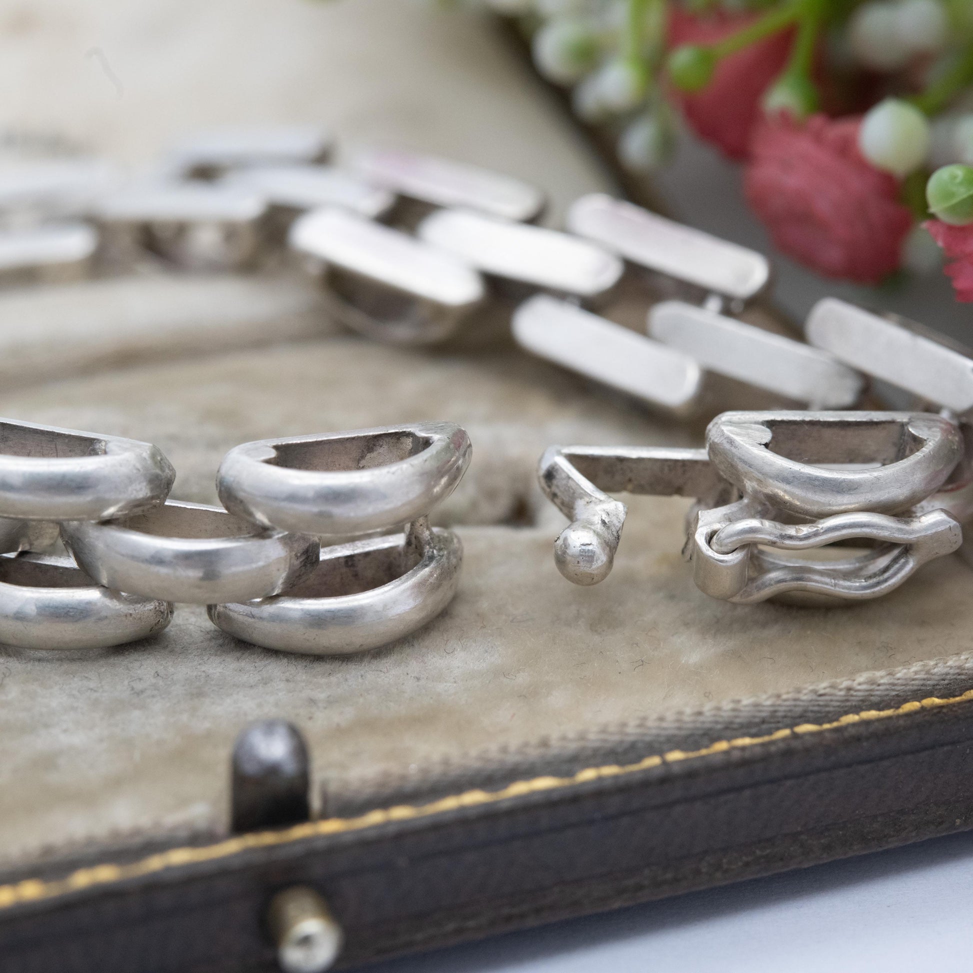 Vintage Egyptian Silver Panther Link Bracelet - Chunky Unisex Everyday Silver Jewellery