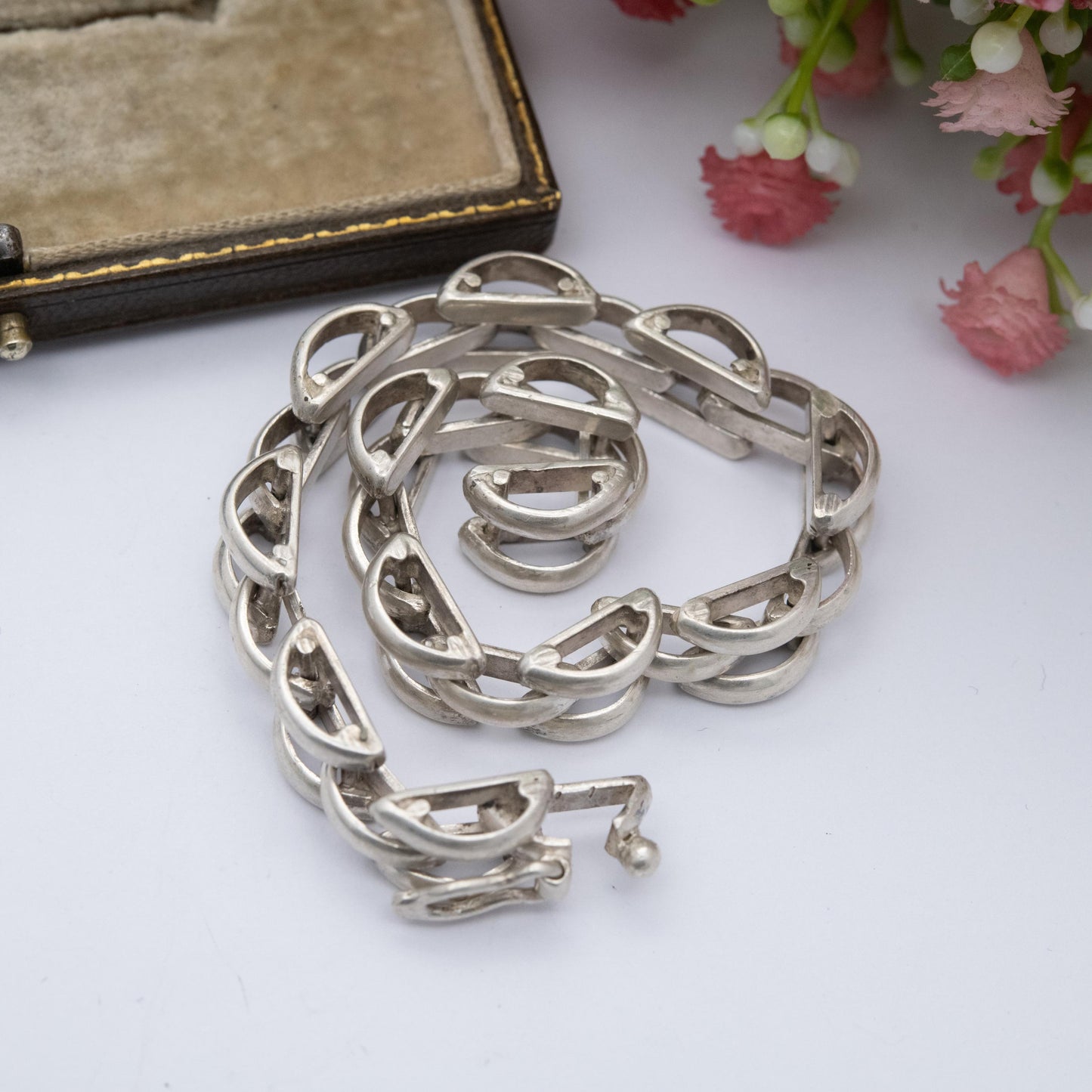 Vintage Egyptian Silver Panther Link Bracelet - Chunky Unisex Everyday Silver Jewellery
