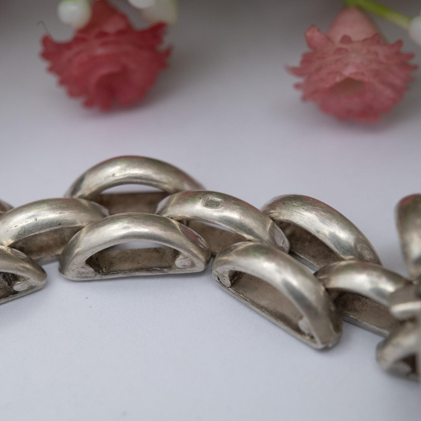 Vintage Egyptian Silver Panther Link Bracelet - Chunky Unisex Everyday Silver Jewellery