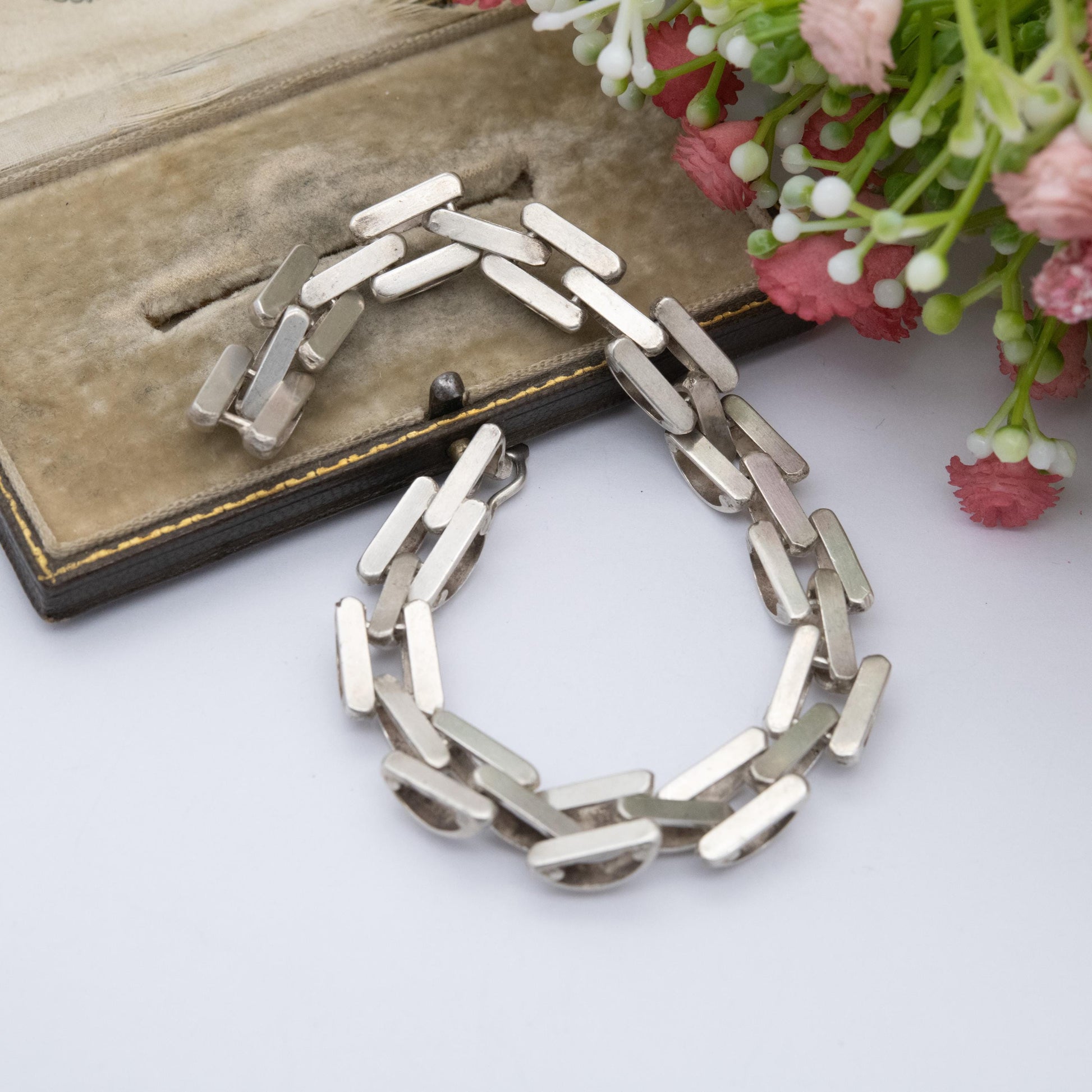 Vintage Egyptian Silver Panther Link Bracelet - Chunky Unisex Everyday Silver Jewellery