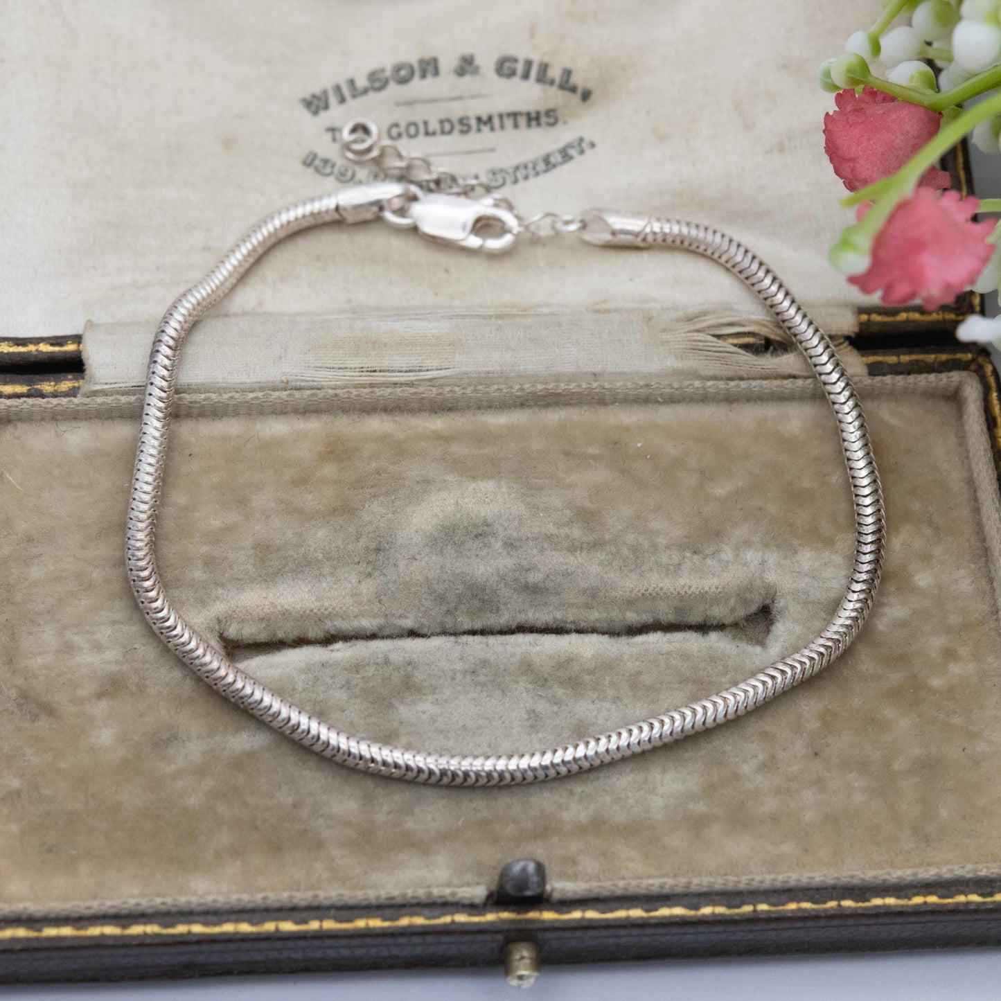 Sterling Silver Snake Link Chain Bracelet - Adjustable Length | Unisex Gift