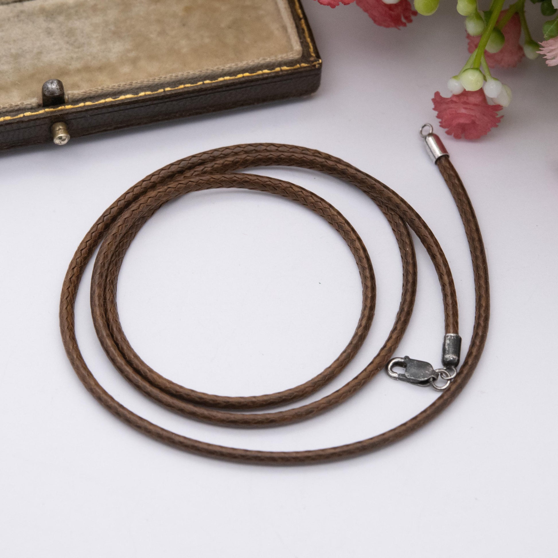 Sterling Silver Clasp Cord Necklace 20"