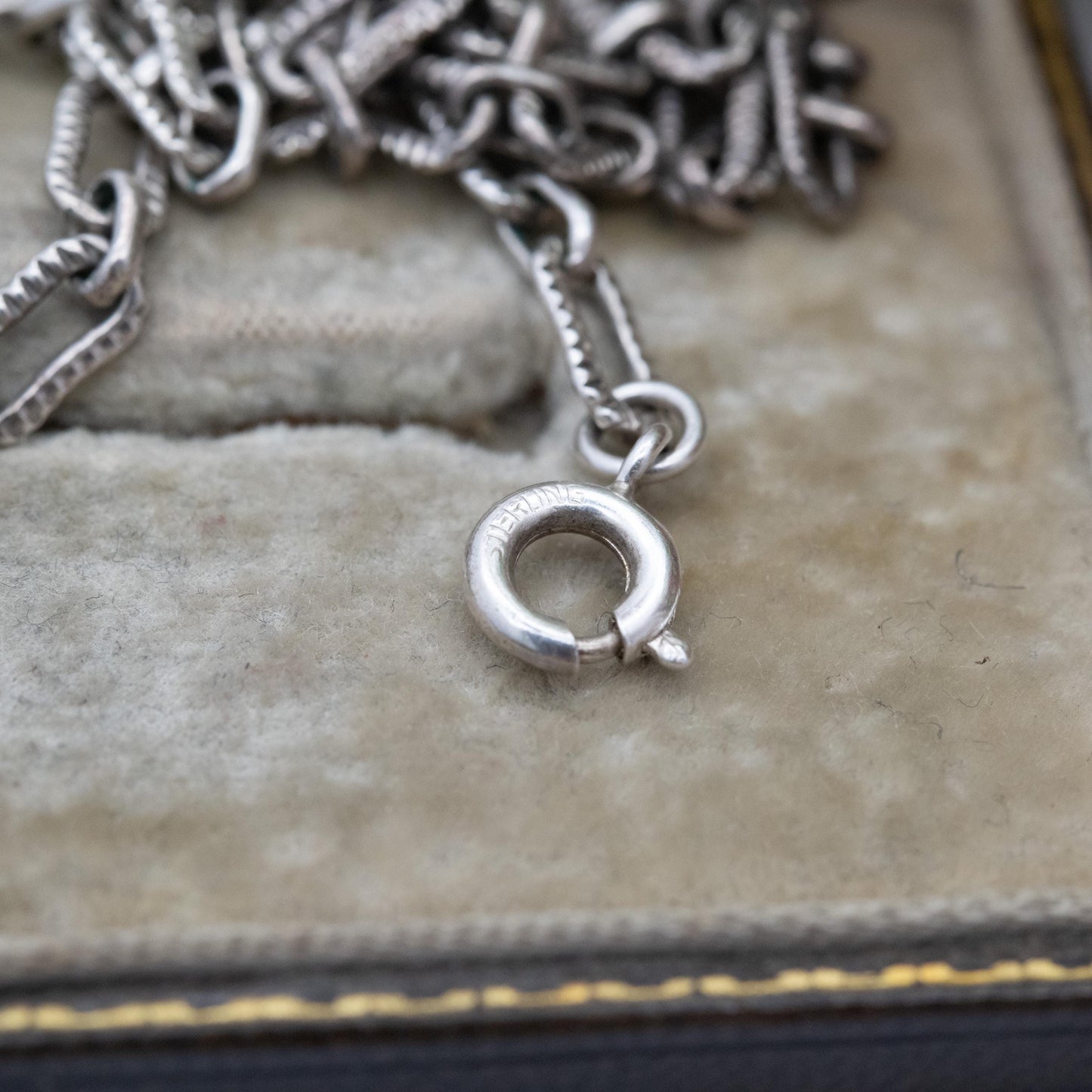 Vintage Sterling Silver Paper Clip Link Chain Necklace 21" - Textured Unisex Necklace