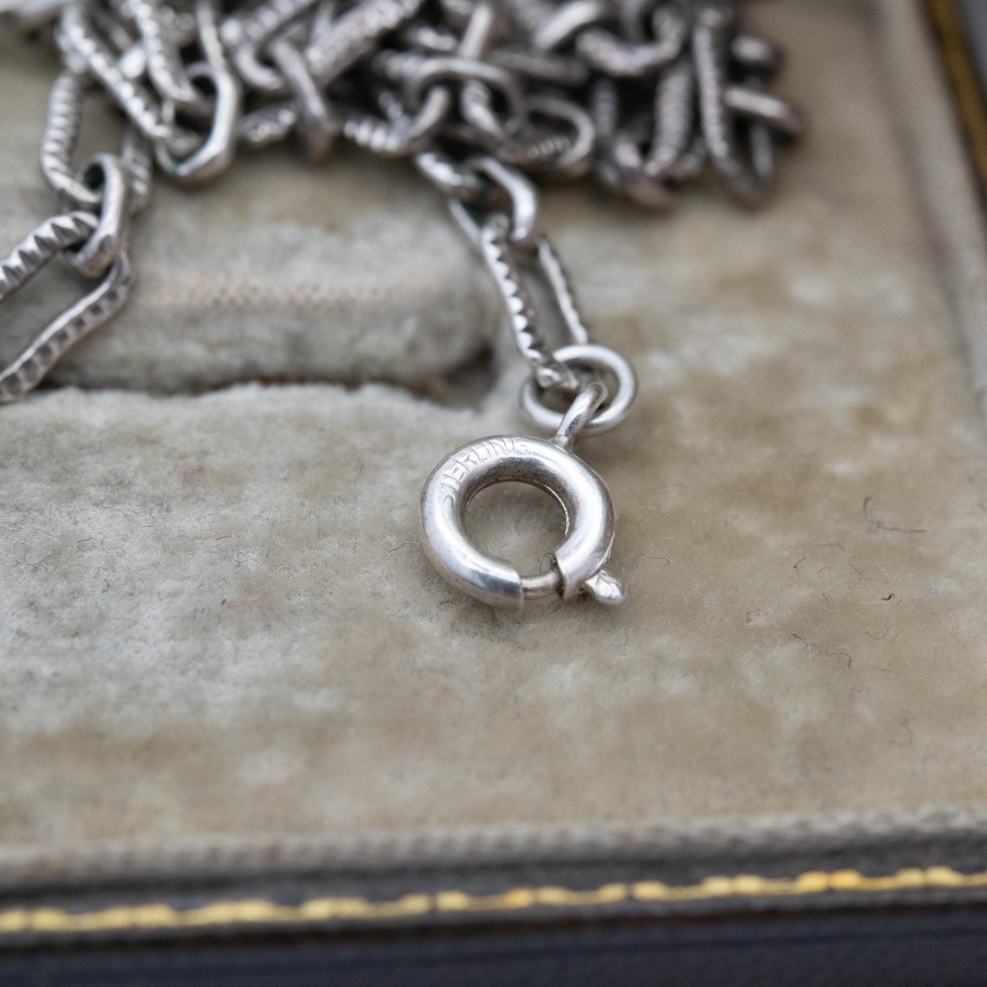 Vintage Sterling Silver Paper Clip Link Chain Necklace 21" - Textured Unisex Necklace