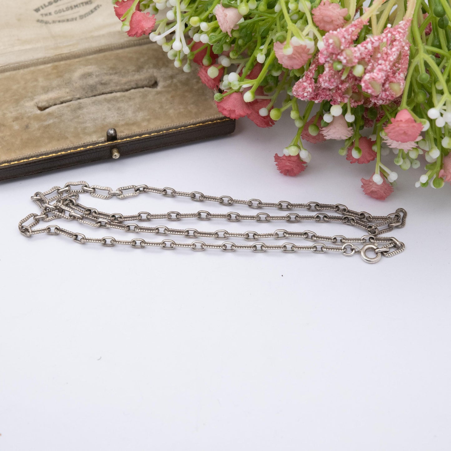 Vintage Sterling Silver Paper Clip Link Chain Necklace 21" - Textured Unisex Necklace