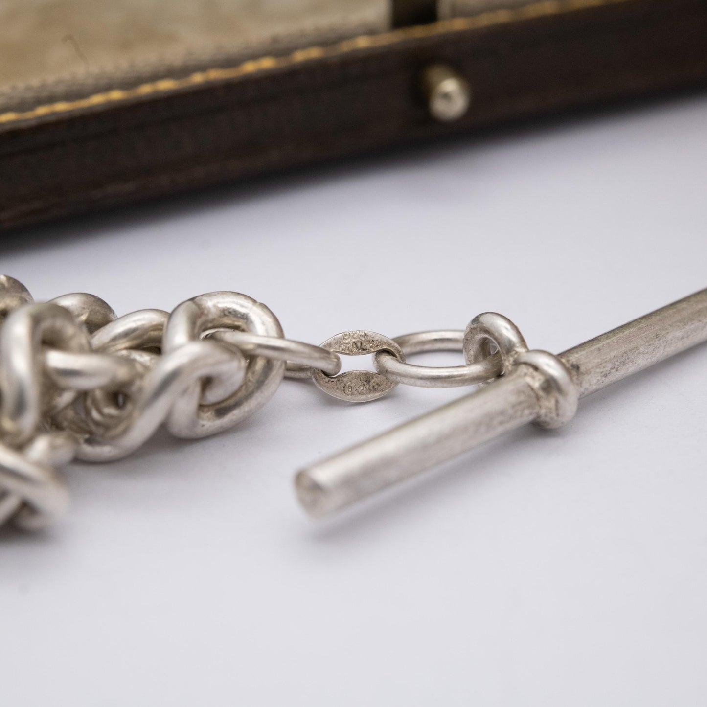 Vintage Italian Sterling Silver Albert Watch Chain Necklace with Dog Clip and T Bar 19" - Heavy Chunky Chain | Gift for Him