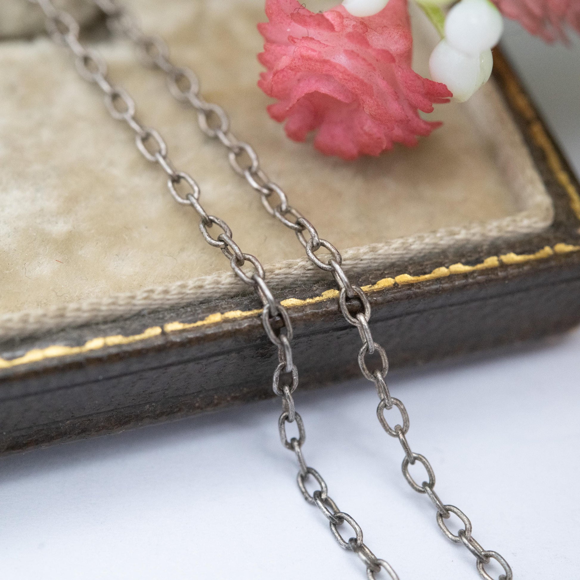 Vintage Sterling Silver Trace Chain Necklace 20" - Thin Silver Necklace Cable Link | Unisex Necklace Gift