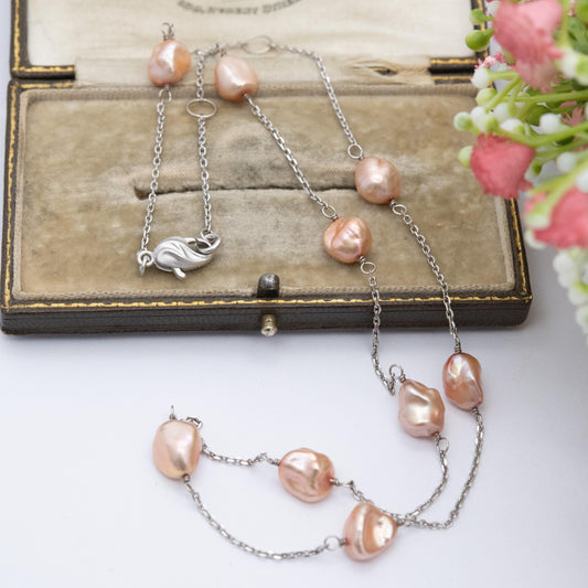 Honora Sterling Silver Cultured Pearl Necklace - Pink Pearls | Pretty Silver Jewellery Gift for Her