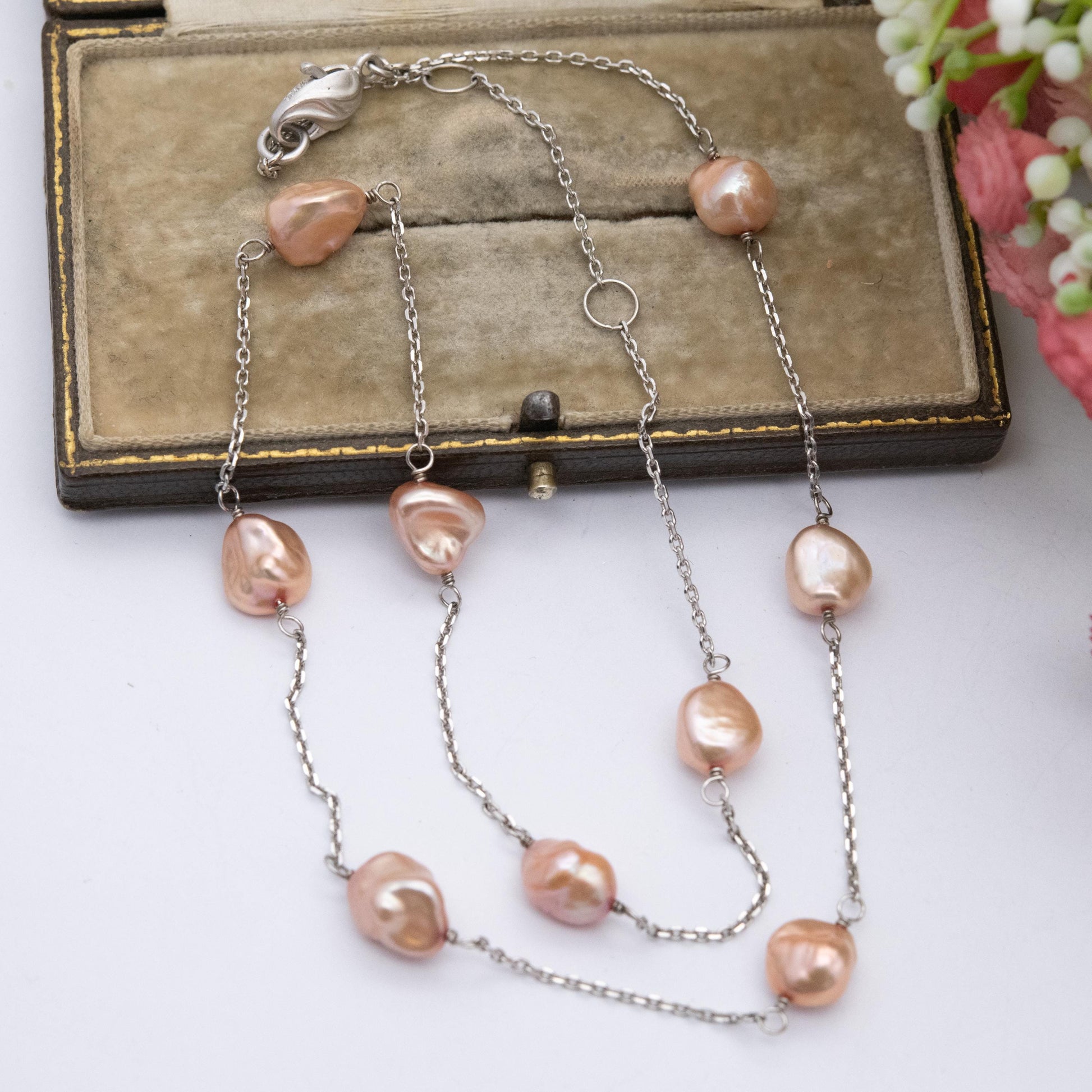 Honora Sterling Silver Cultured Pearl Necklace - Pink Pearls | Pretty Silver Jewellery Gift for Her