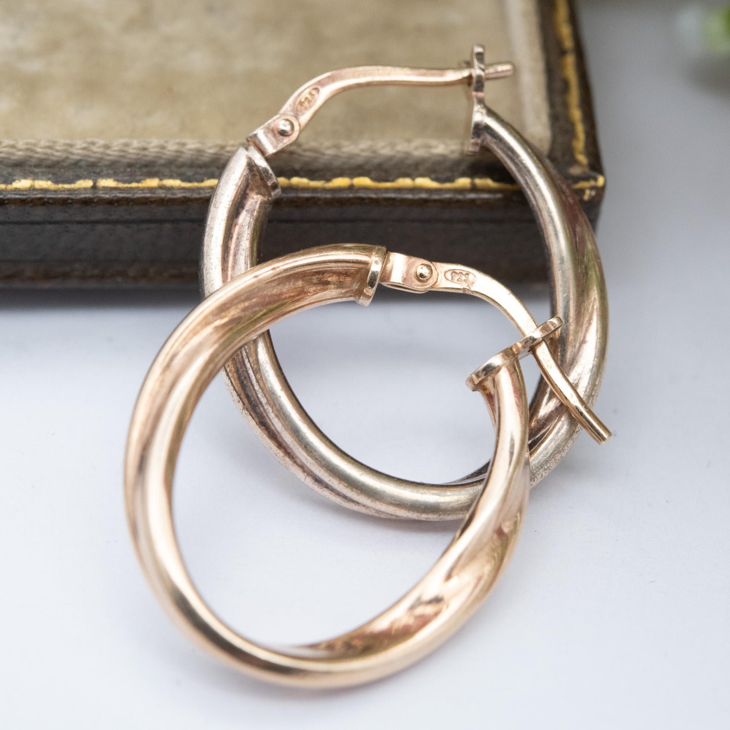 Vintage Sterling Silver Gold Plated Hoop Earrings - Twisted Minimalist Design | Everyday Jewellery | Gift for Her